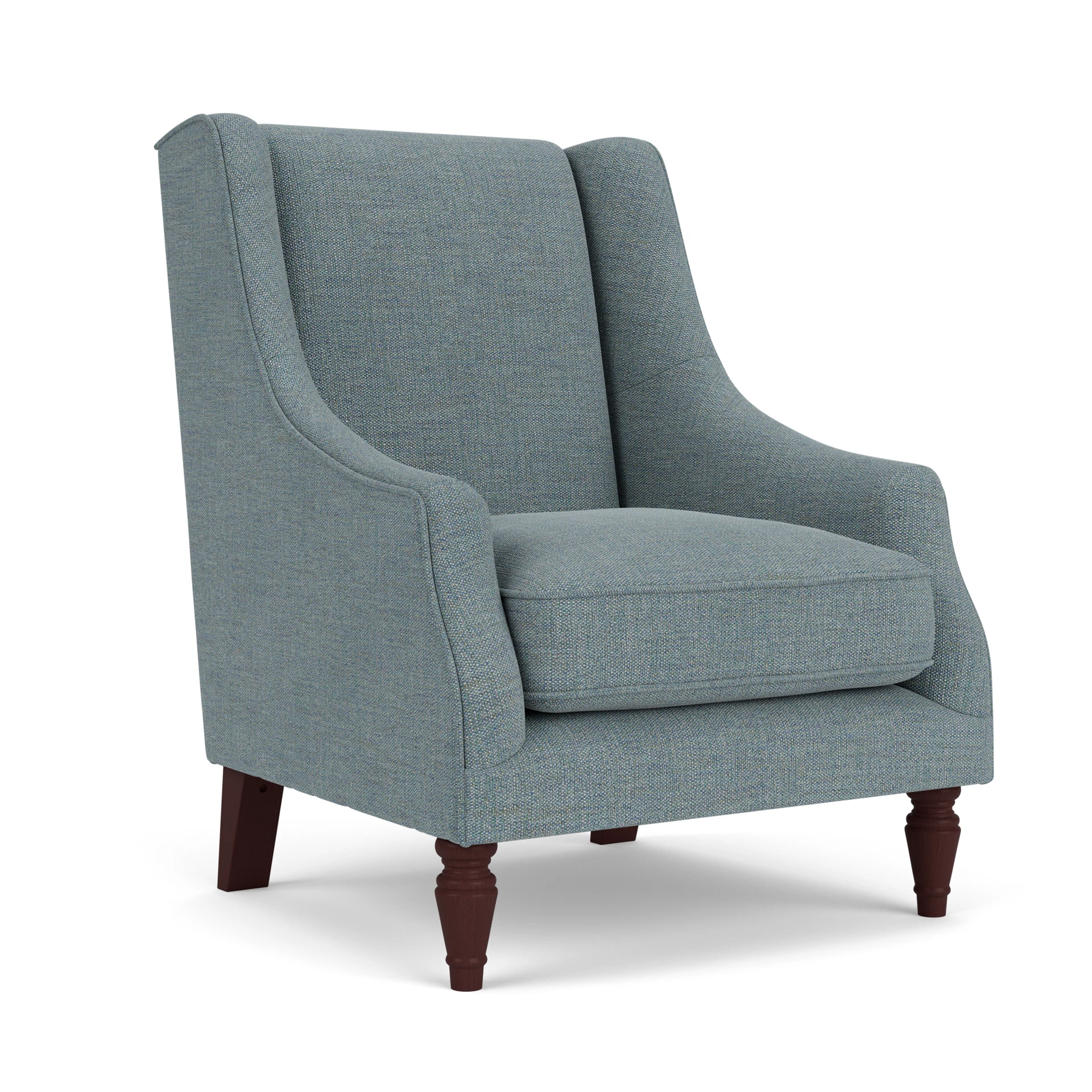 Annie Armchair in Rustic Weave - Teal Marl with Light legs
