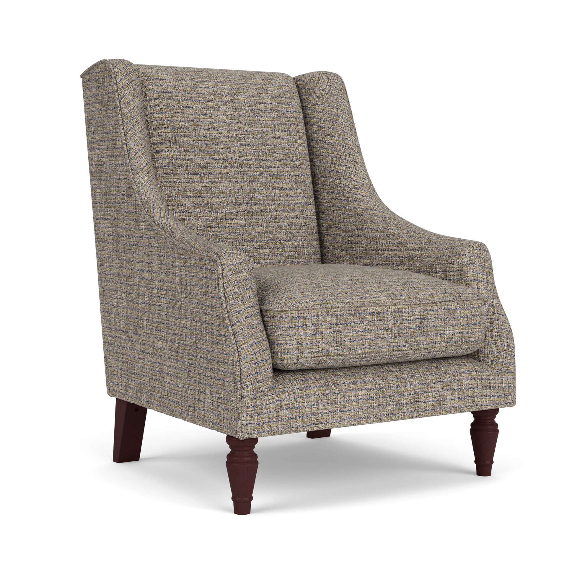 Annie Armchair in Textured Weave - Shoreline Mix with Light legs