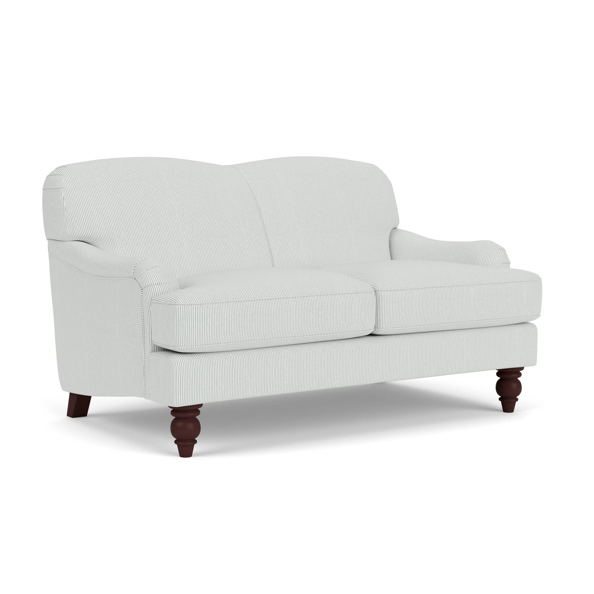 Ashbee 2 Seater Sofa in Broadway Stripe - Duck Egg with Light legs