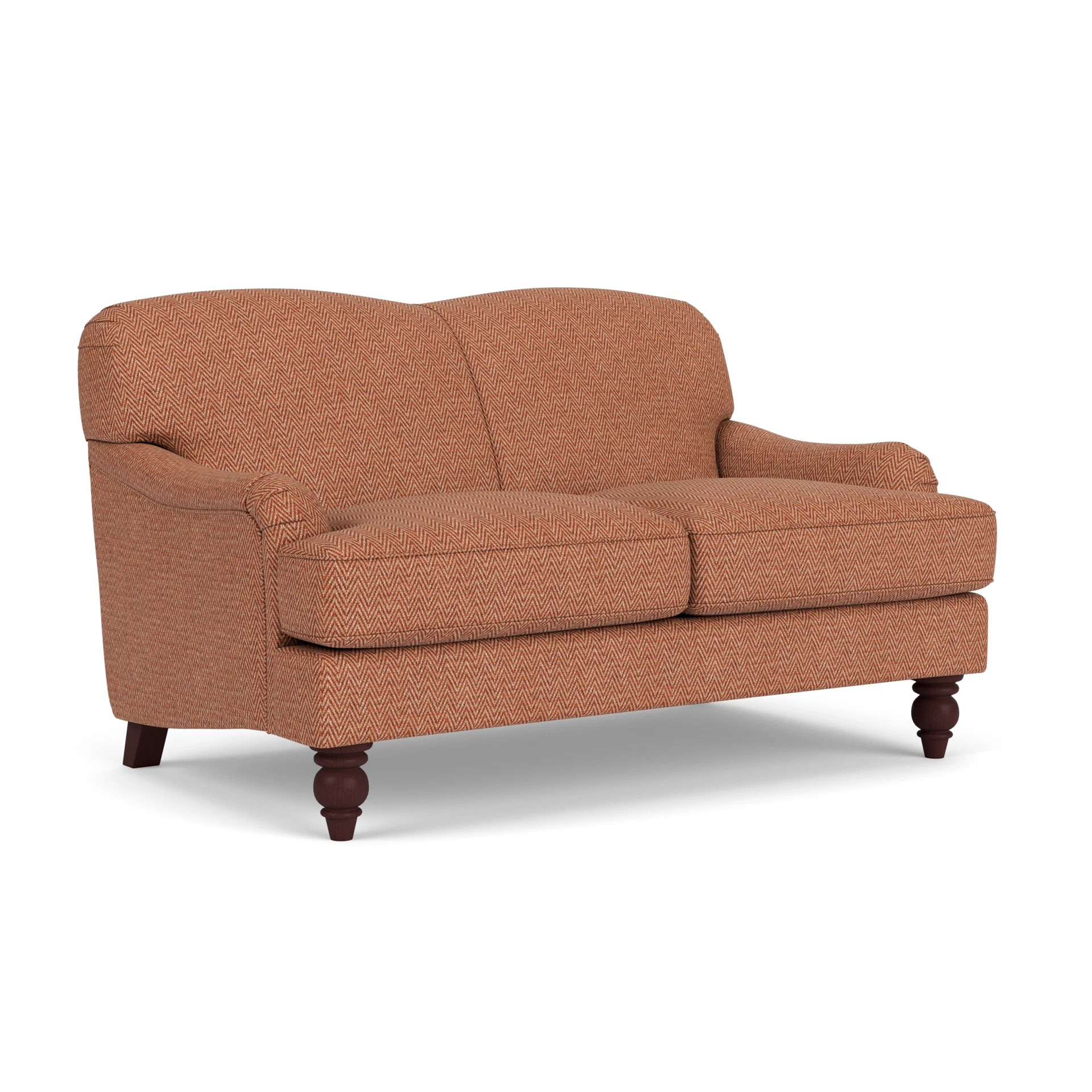 Ashbee 2 Seater Sofa in Herringbone Weave - Brick with Light legs
