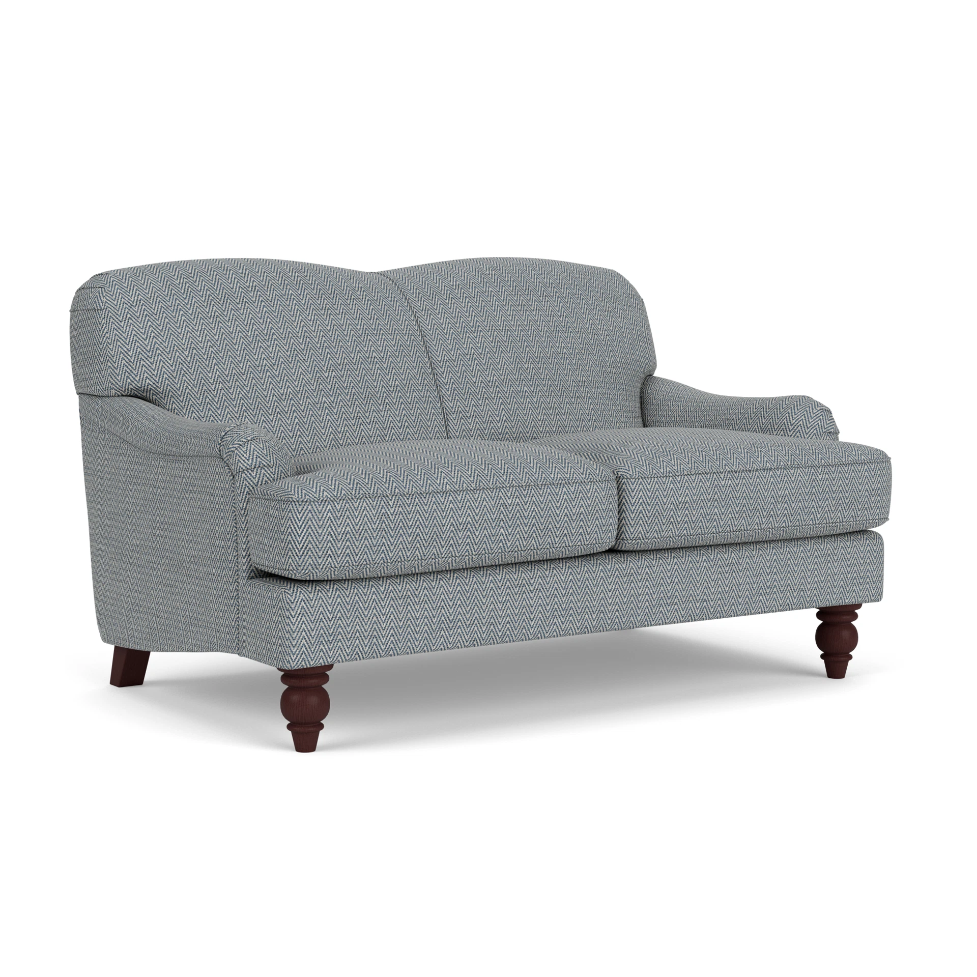 Ashbee 2 Seater Sofa in Herringbone Weave - Navy with Light legs