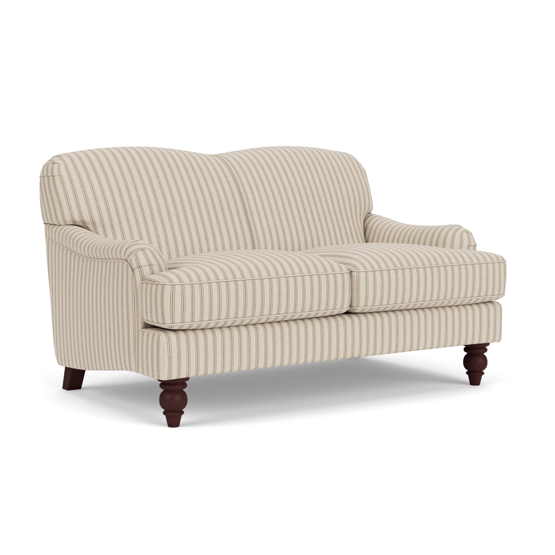 Ashbee 2 Seater Sofa in Kingham Stripe - Sage with Light legs