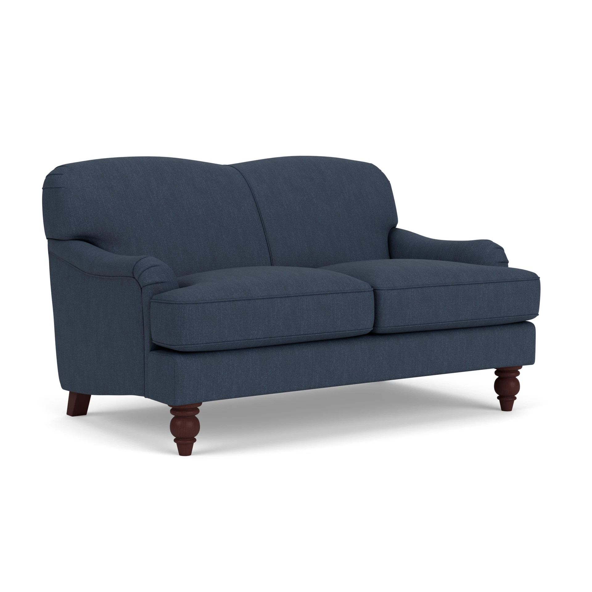 Ashbee 2 Seater Sofa in Luxury Italian Linen - Indigo with Light legs