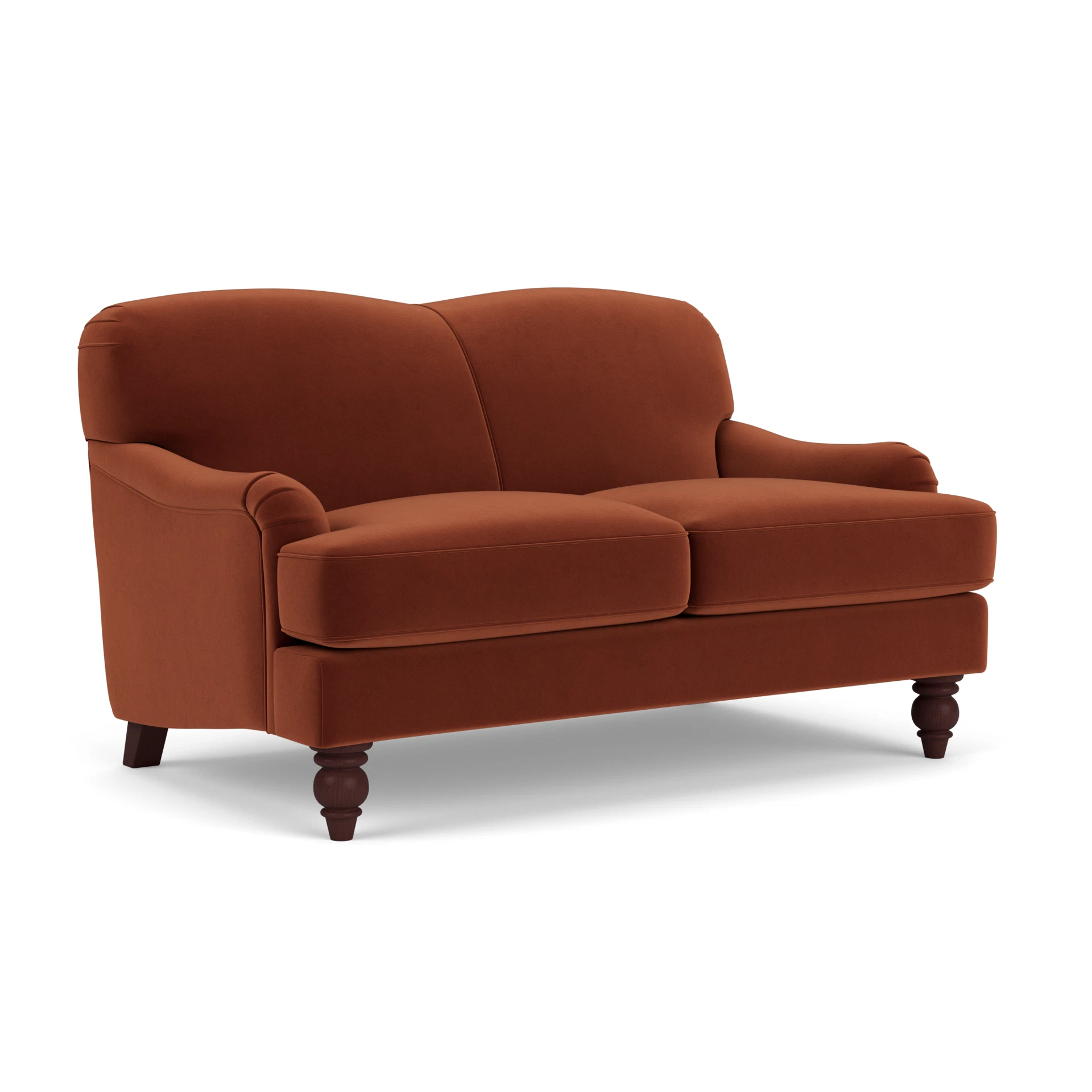 Ashbee 2 Seater Sofa in Matt Velvet - Brick with Light legs