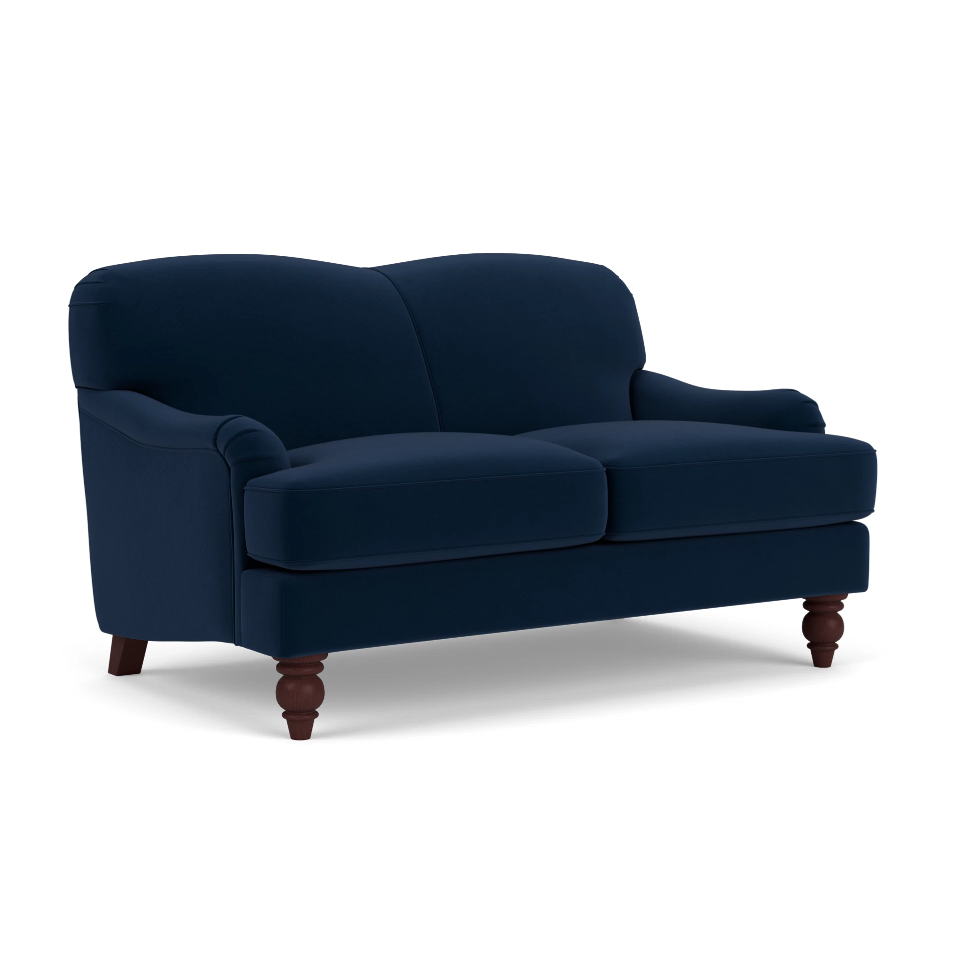 Ashbee 2 Seater Sofa in Matt Velvet - Deep Blue with Light legs