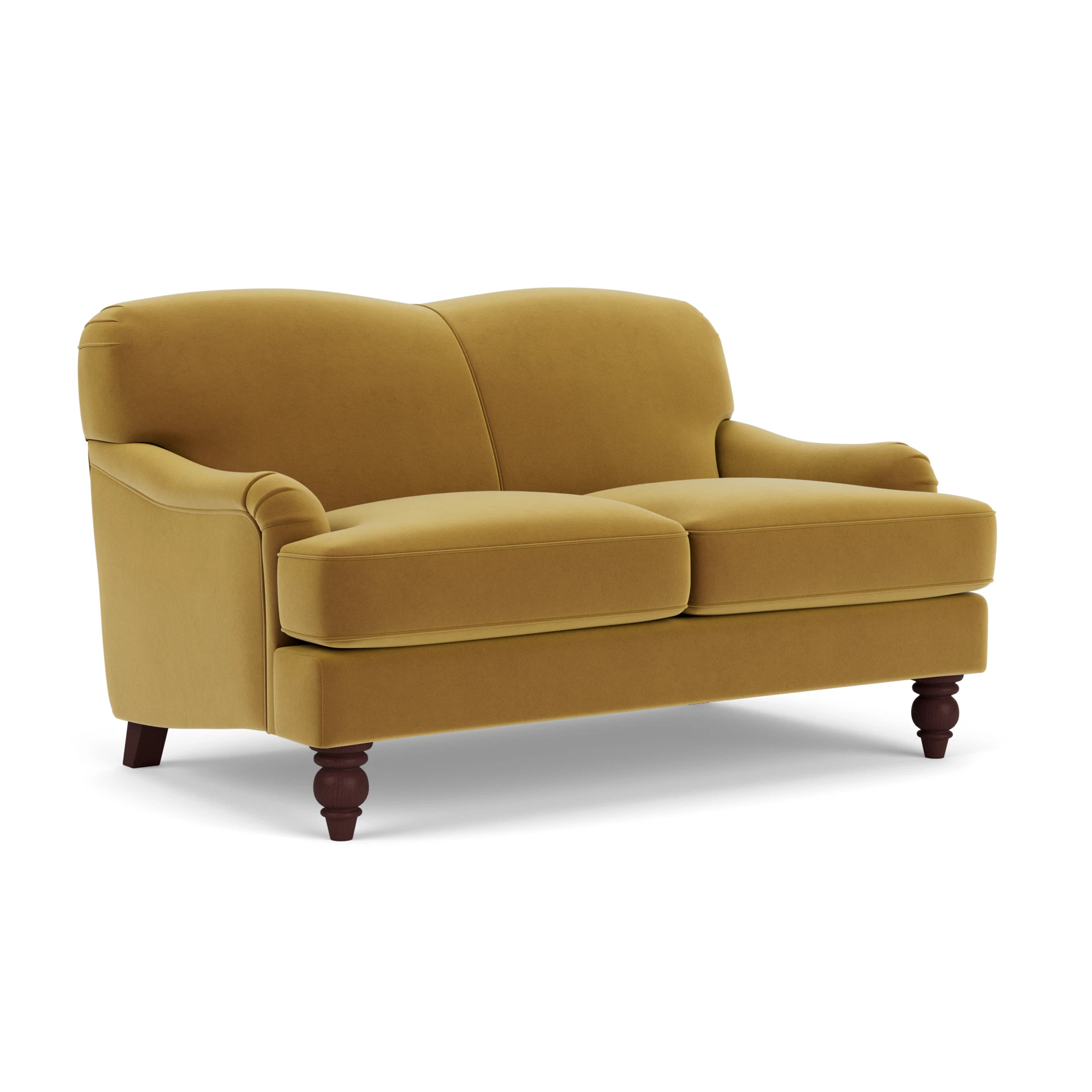 Ashbee 2 Seater Sofa in Matt Velvet - Mustard with Light legs