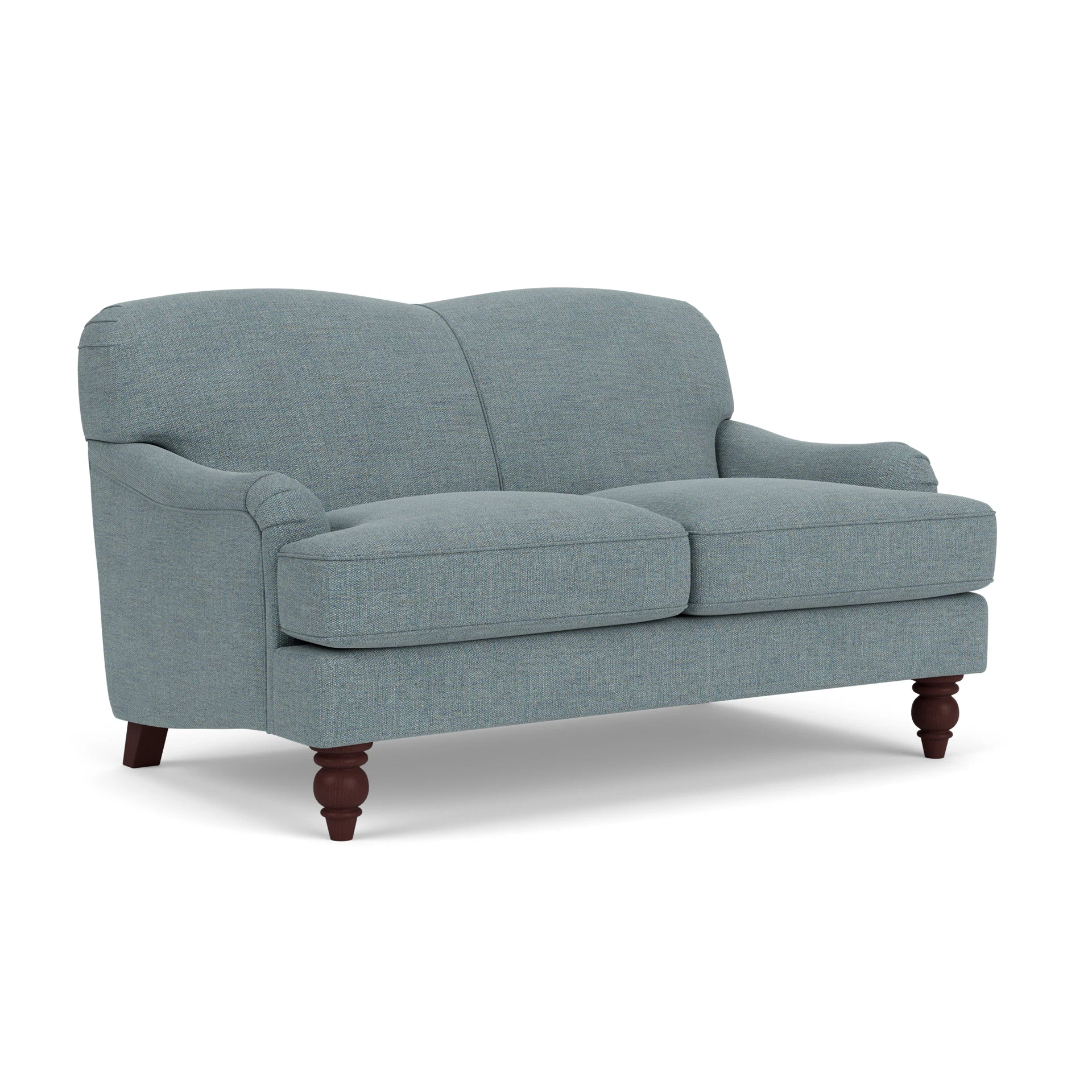 Ashbee 2 Seater Sofa in Rustic Weave - Teal Marl with Light legs