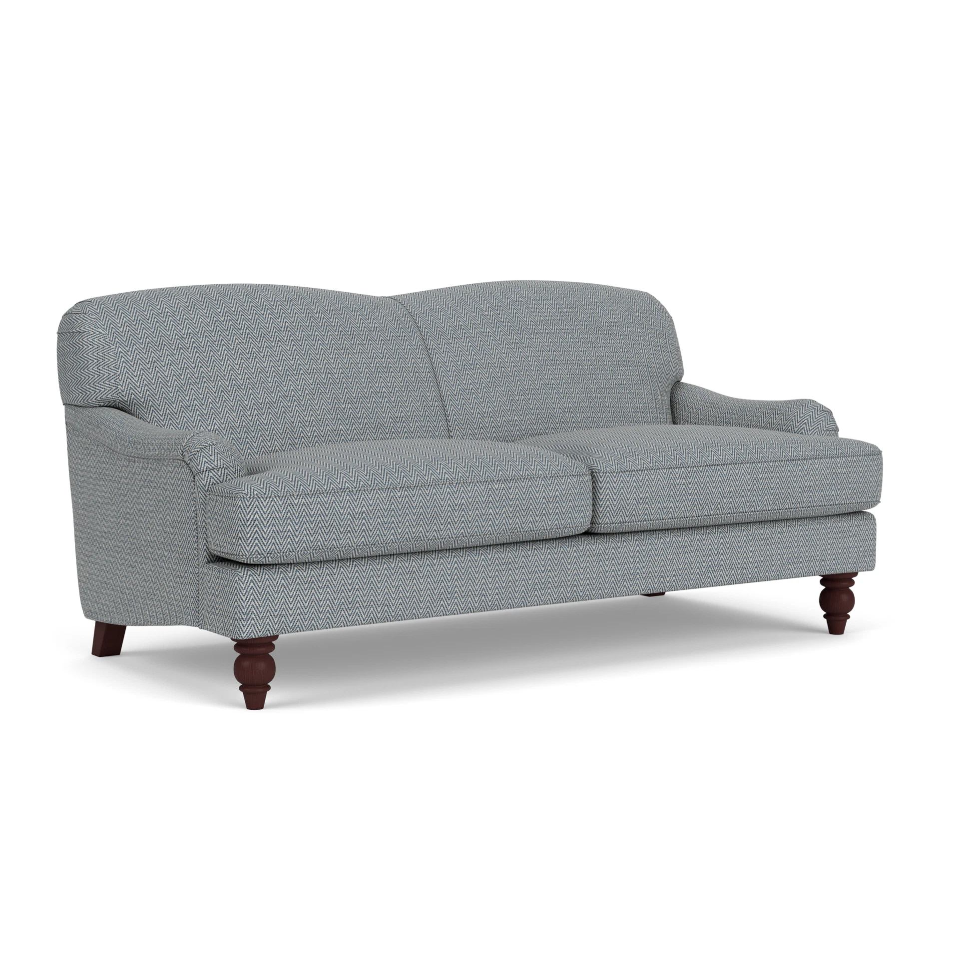 Ashbee 3 Seater Sofa in Herringbone Weave - Navy with Light legs