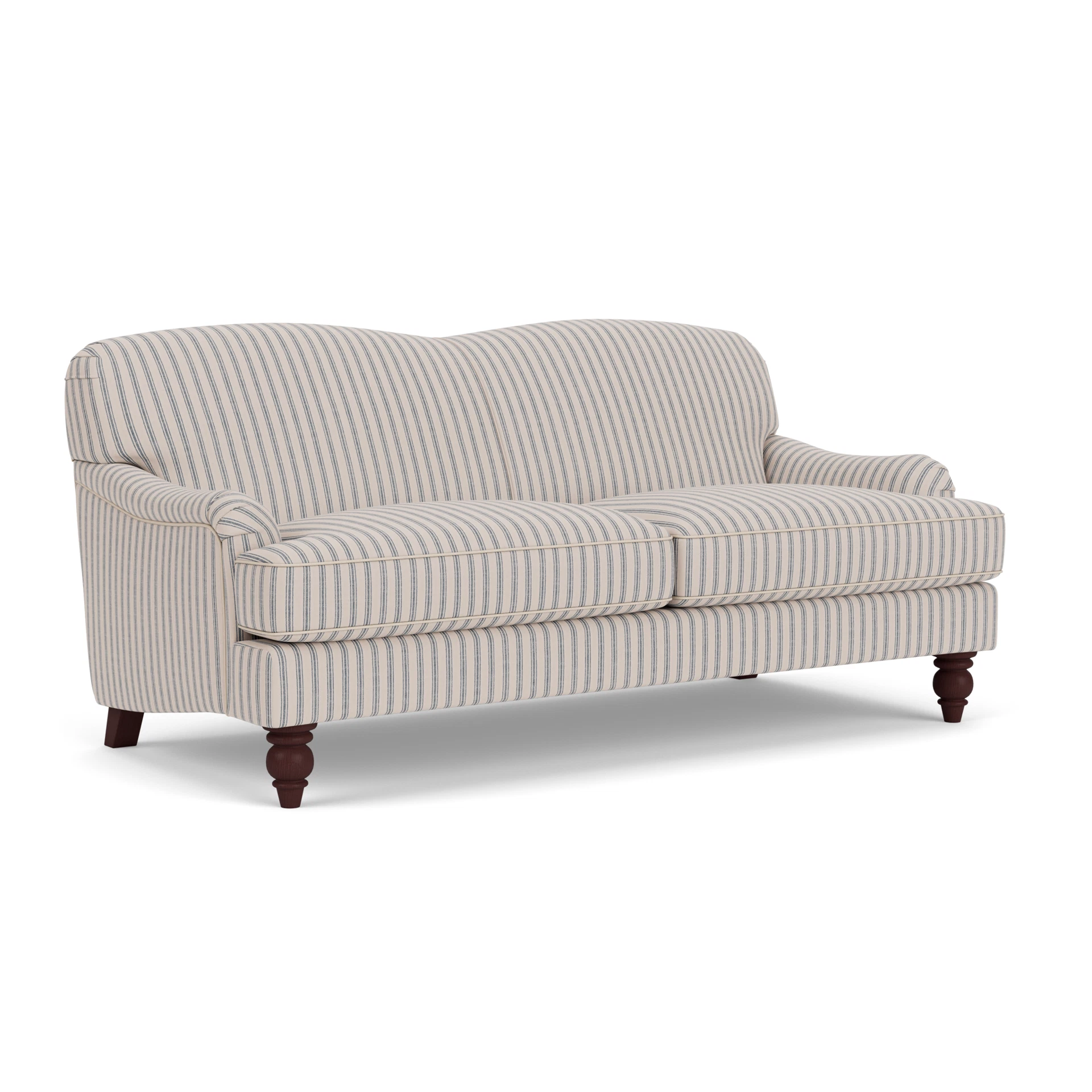 Ashbee 3 Seater Sofa in Kingham Stripe - Indigo with Light legs