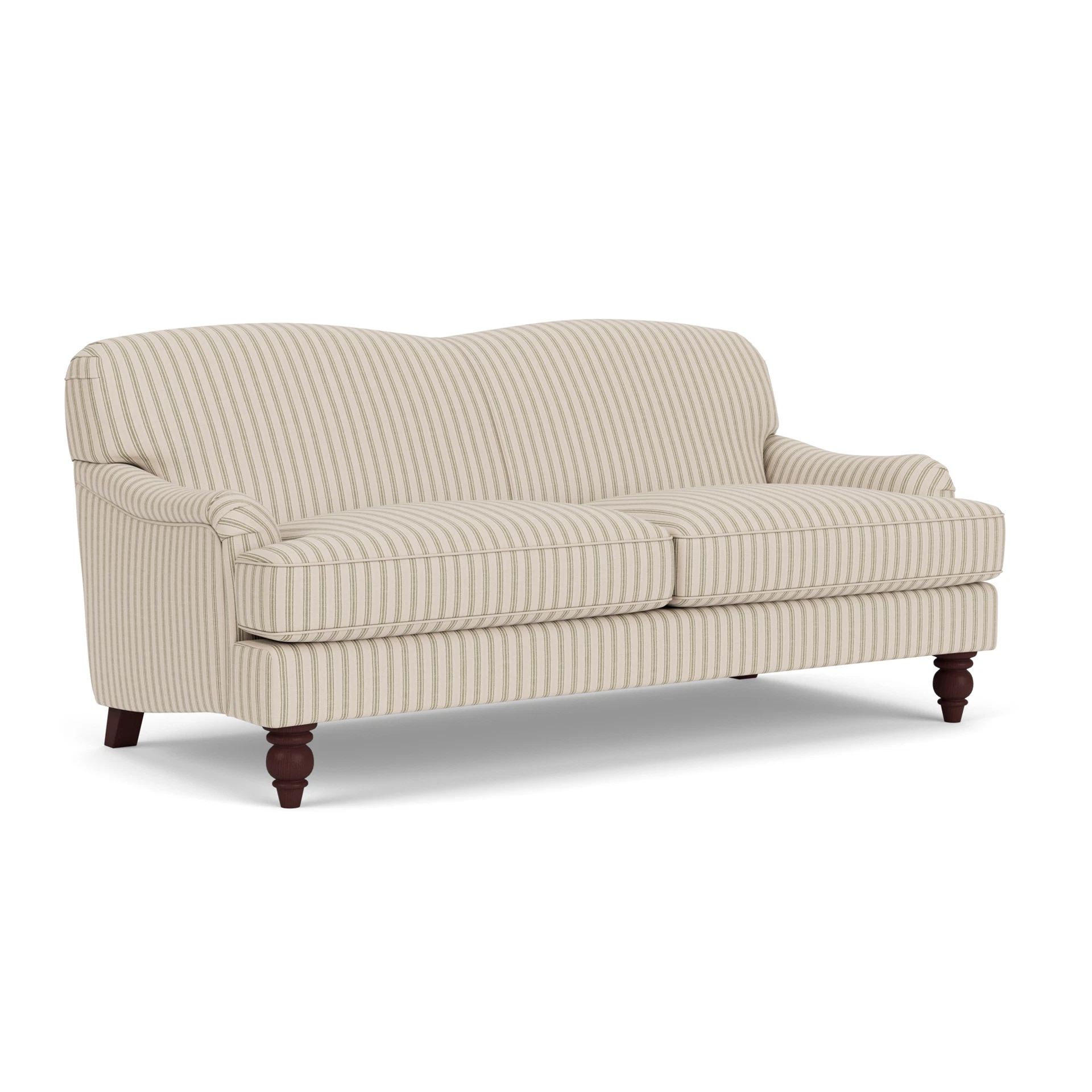 Ashbee 3 Seater Sofa in Kingham Stripe - Sage with Light legs