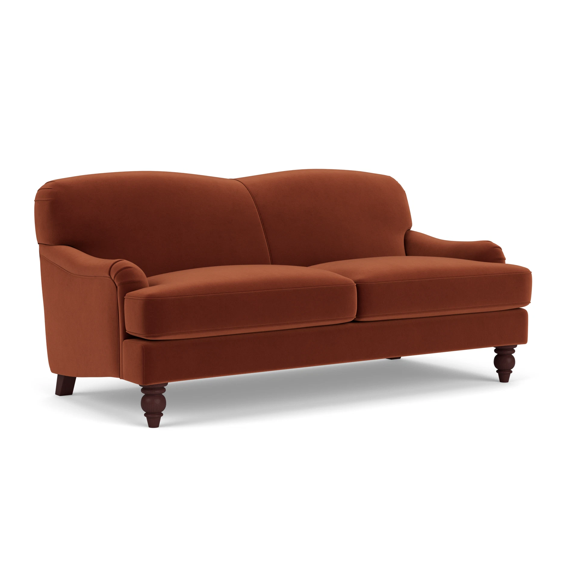 Ashbee 3 Seater Sofa in Matt Velvet - Brick with Light legs