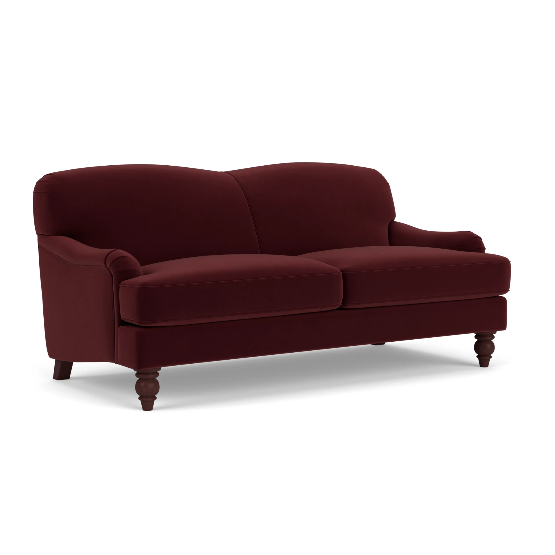 Ashbee 3 Seater Sofa in Matt Velvet - Dark Rosehip with Light legs