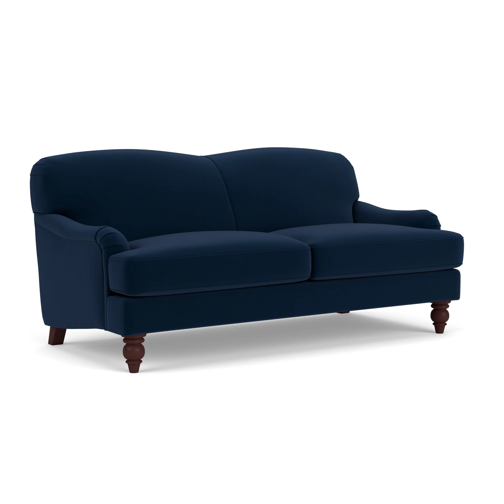 Ashbee 3 Seater Sofa in Matt Velvet - Deep Blue with Light legs