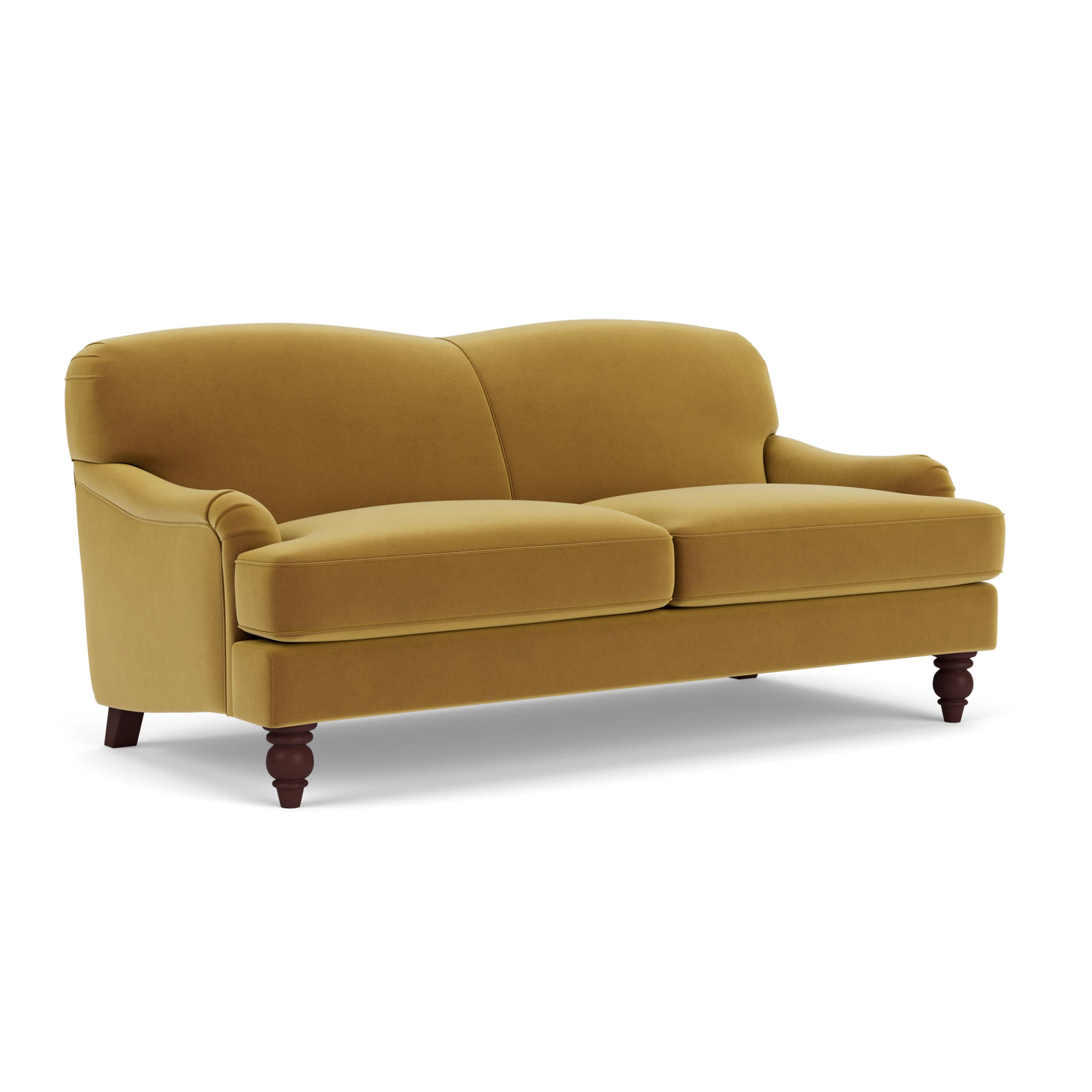 Ashbee 3 Seater Sofa in Matt Velvet - Mustard with Light legs