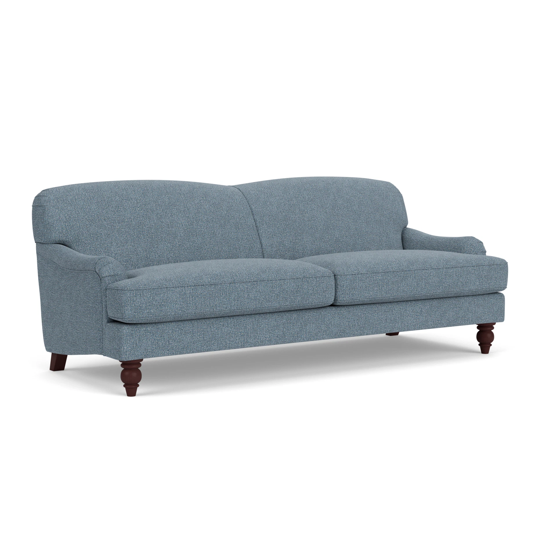 Ashbee 4 Seater Sofa in Aquaclean Oxford - Mid Blue with Light legs