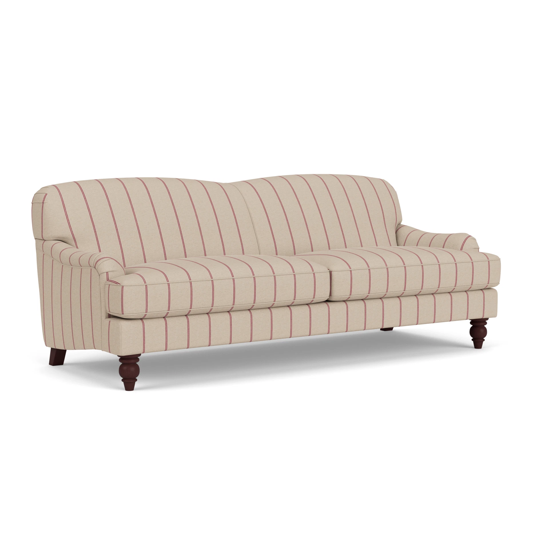 Ashbee 4 Seater Sofa in Compton Stripe - Raspberry with Light legs