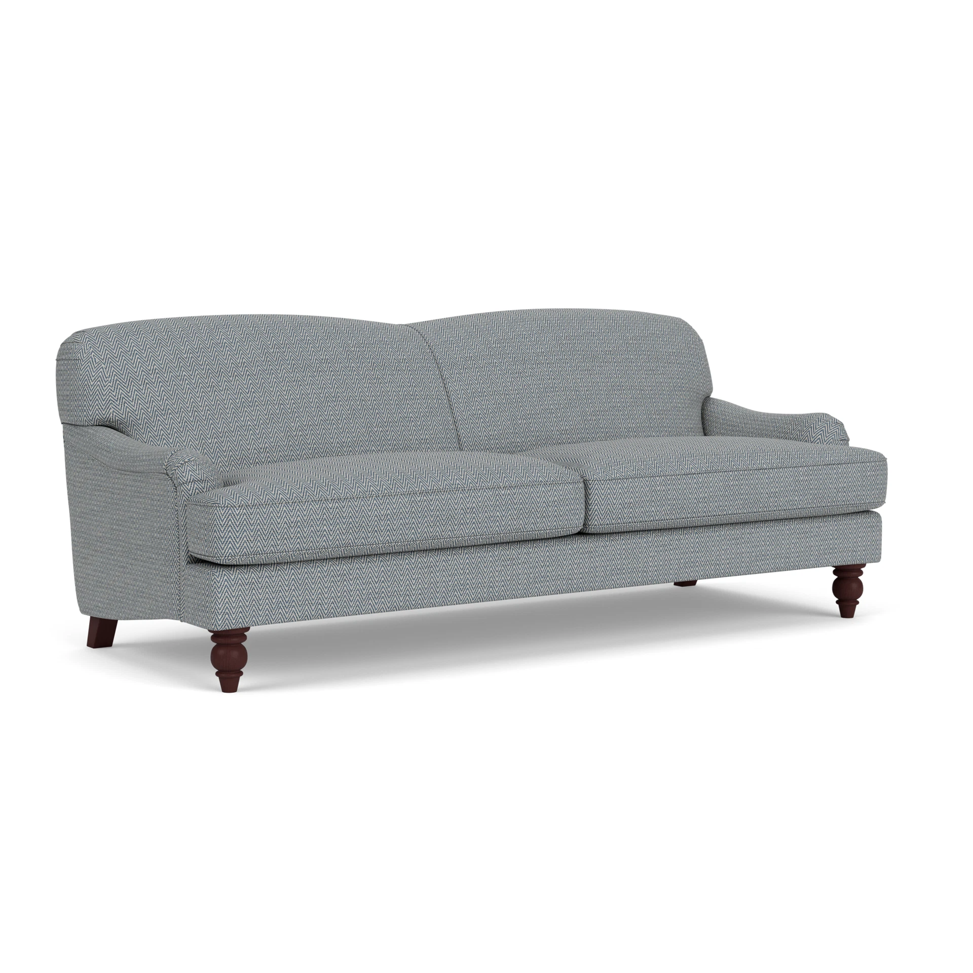 Ashbee 4 Seater Sofa in Herringbone Weave - Navy with Light legs