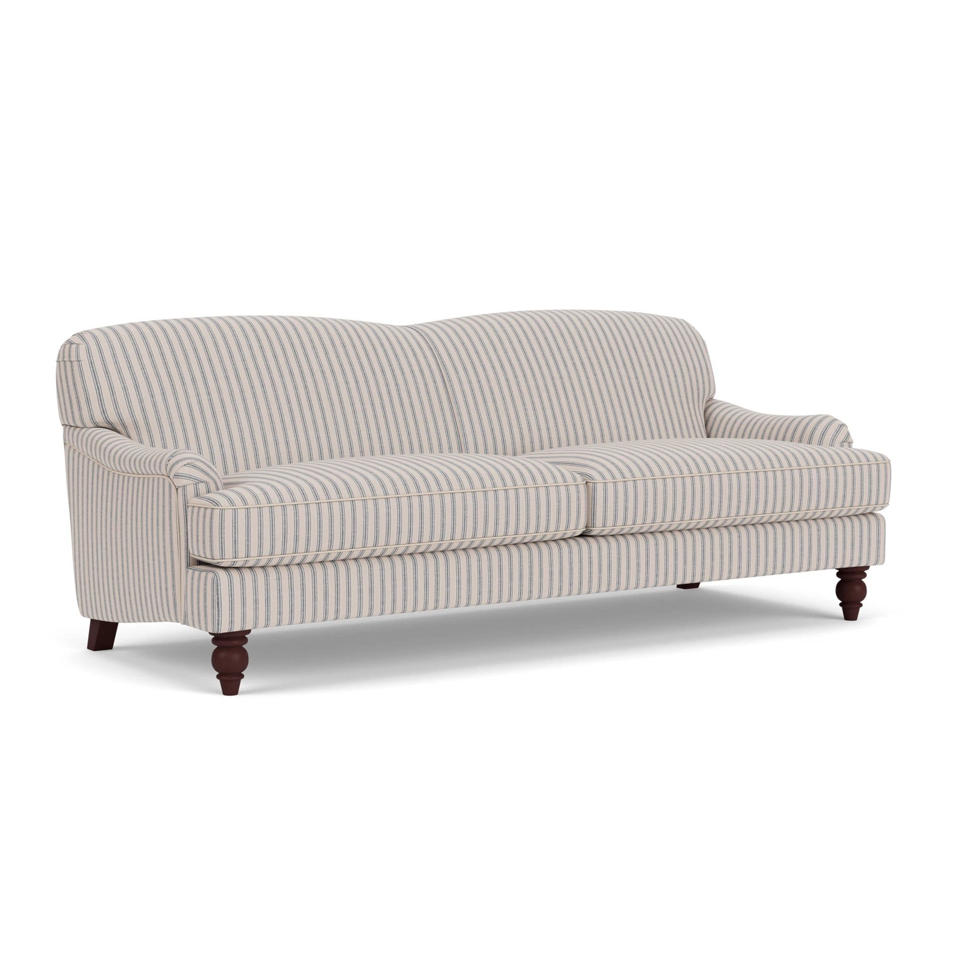 Ashbee 4 Seater Sofa in Kingham Stripe - Indigo with Light legs