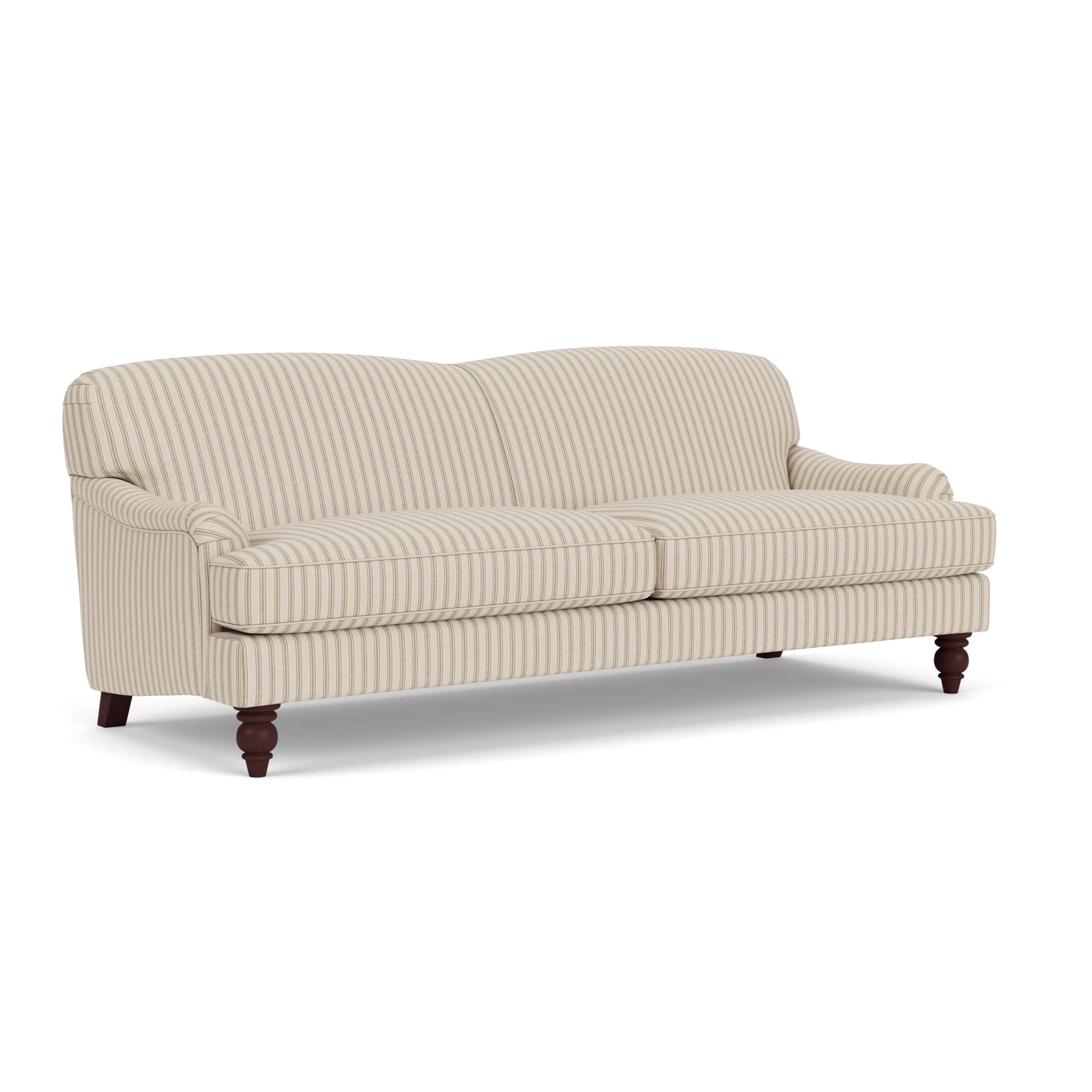 Ashbee 4 Seater Sofa in Kingham Stripe - Sage with Light legs