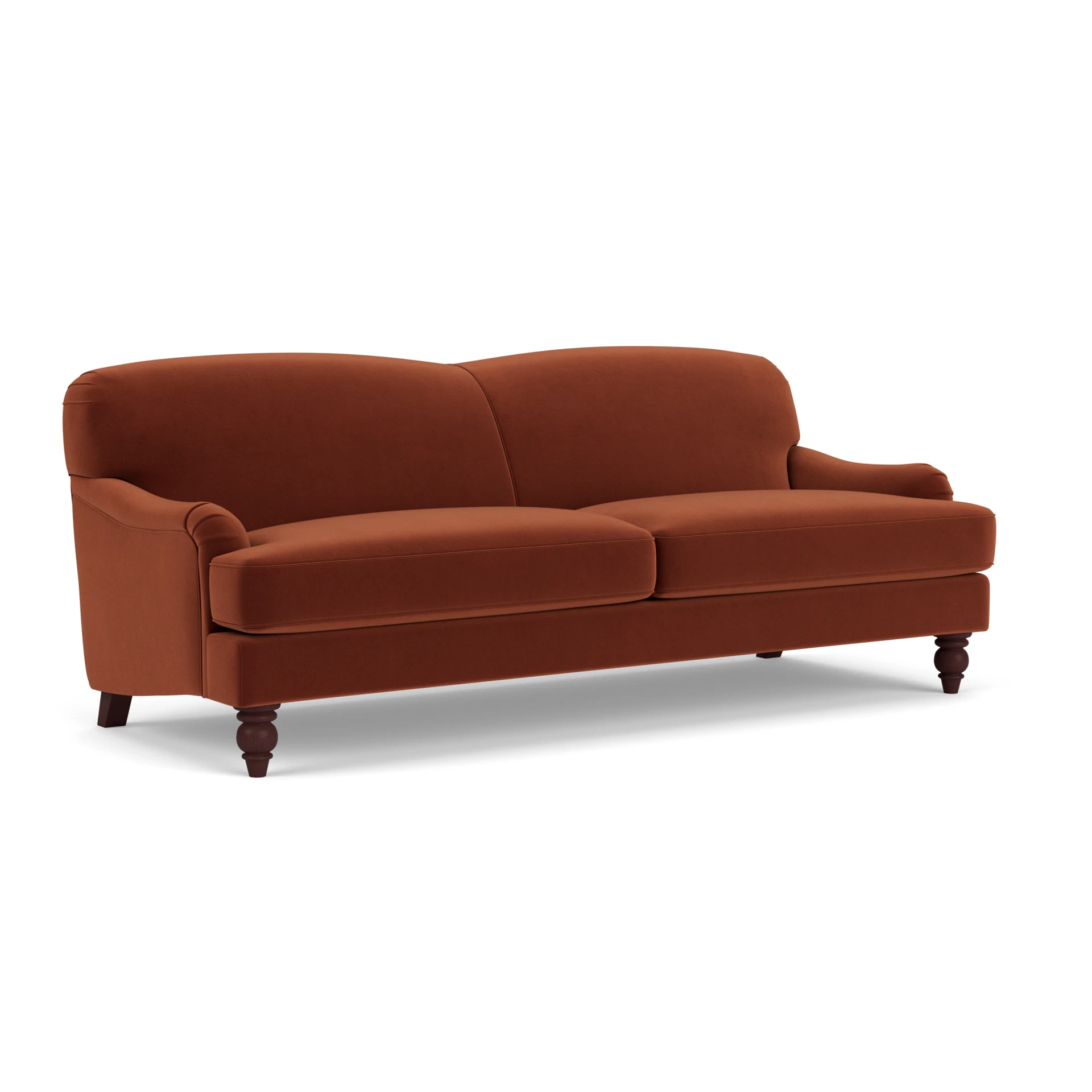 Ashbee 4 Seater Sofa in Matt Velvet - Brick with Light legs