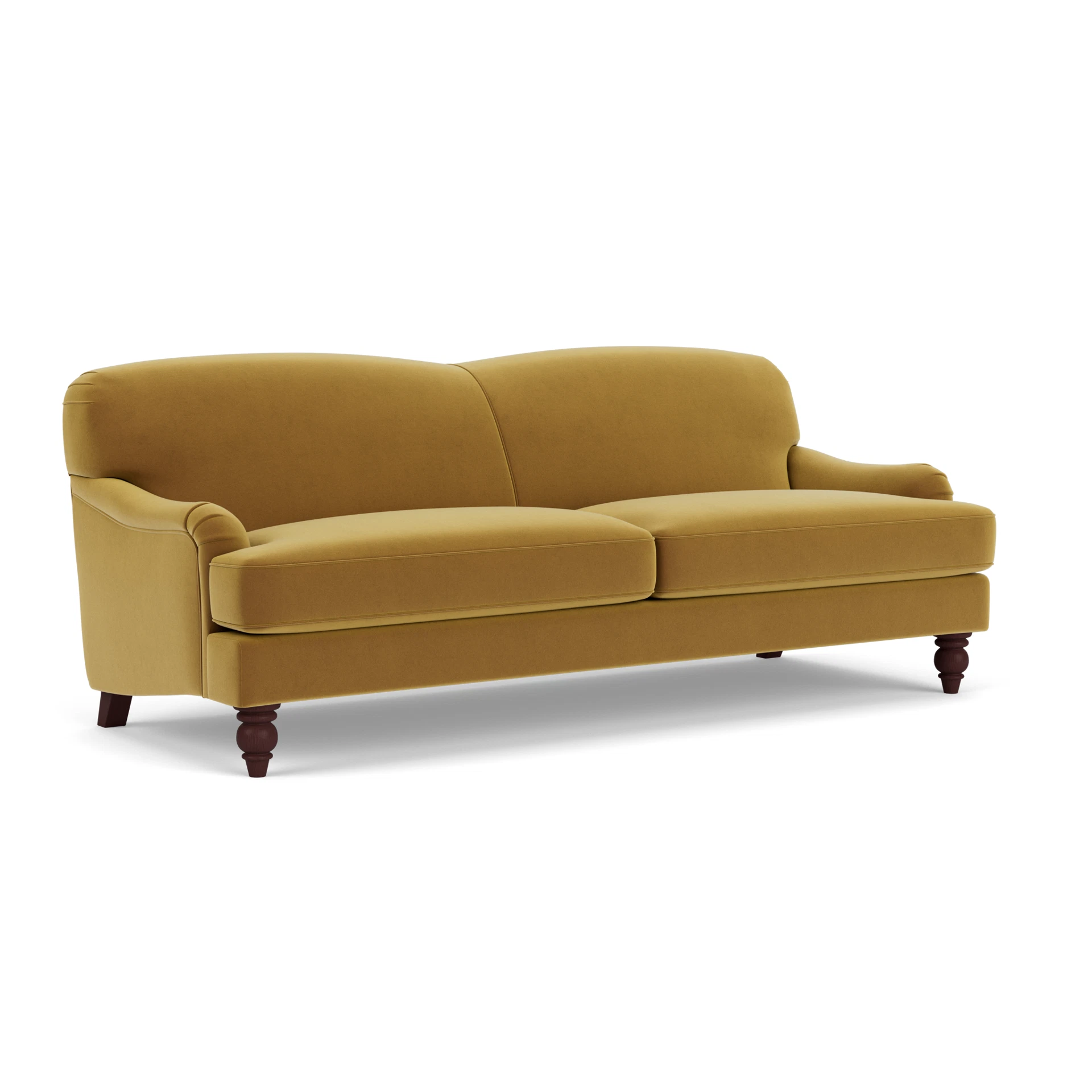 Ashbee 4 Seater Sofa in Matt Velvet - Mustard with Light legs