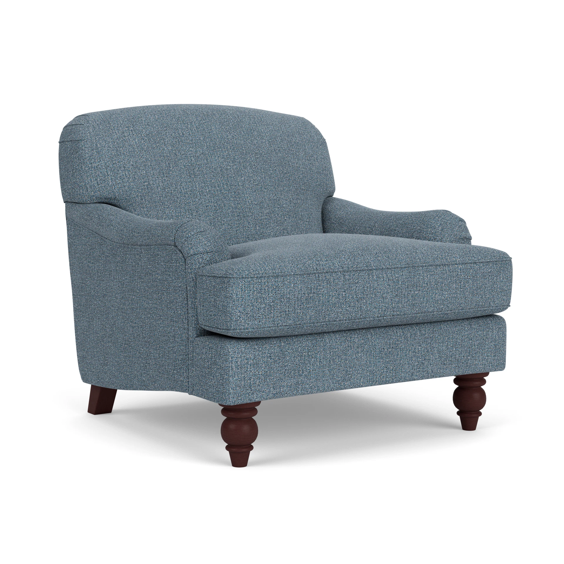 Ashbee Armchair in Aquaclean Oxford - Mid Blue with Light legs