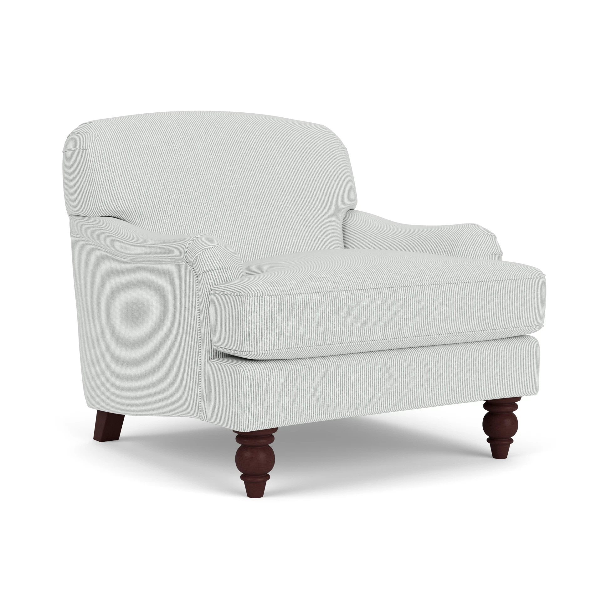 Ashbee Armchair in Broadway Stripe - Duck Egg with Light legs