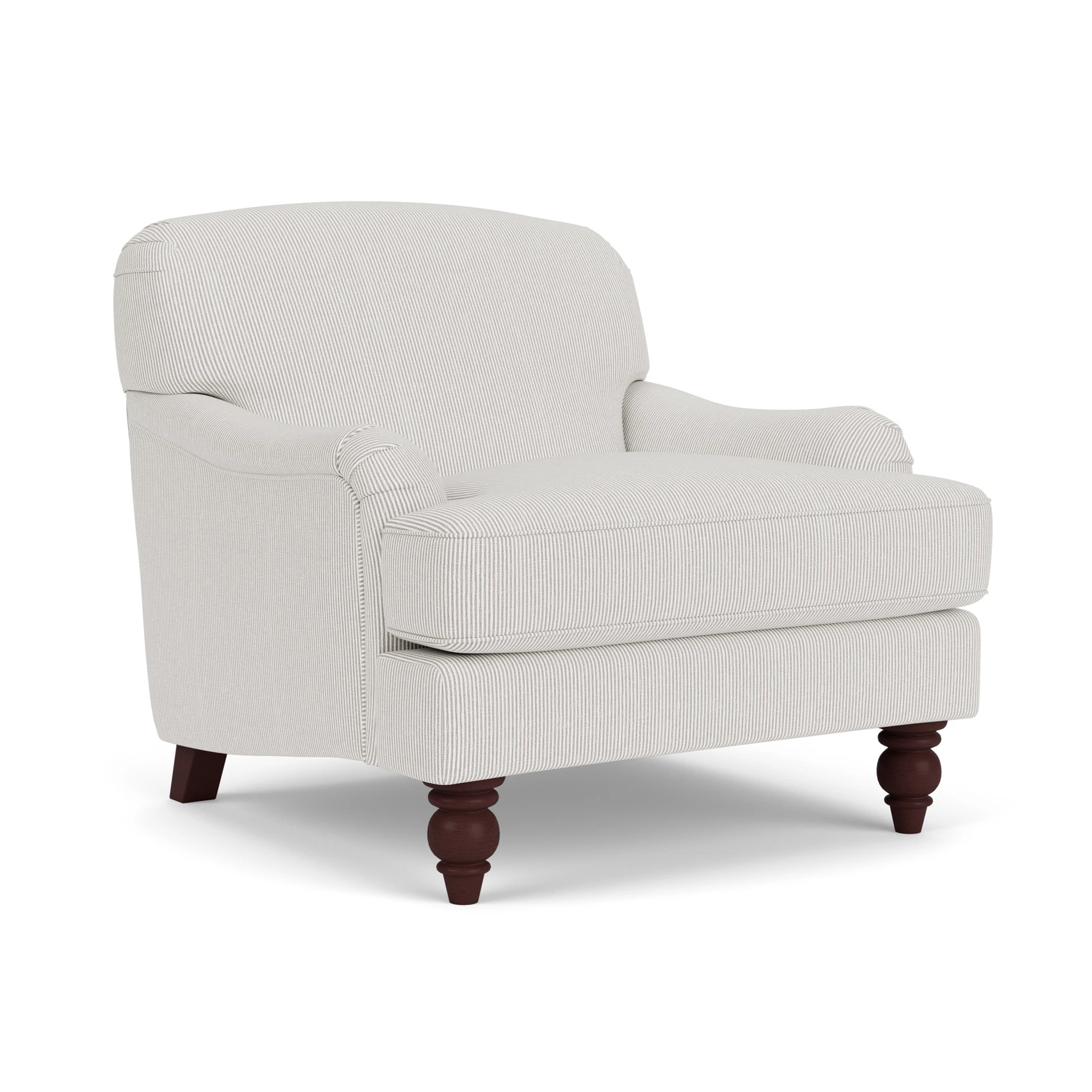 Ashbee Armchair in Broadway Stripe - Grey with Light legs