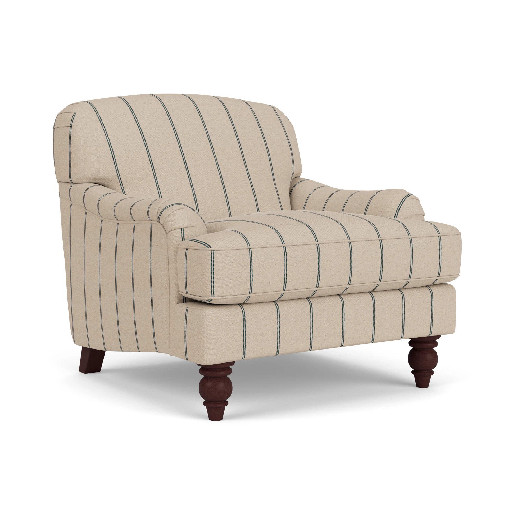 Ashbee Armchair in Compton Stripe - Charcoal with Light legs