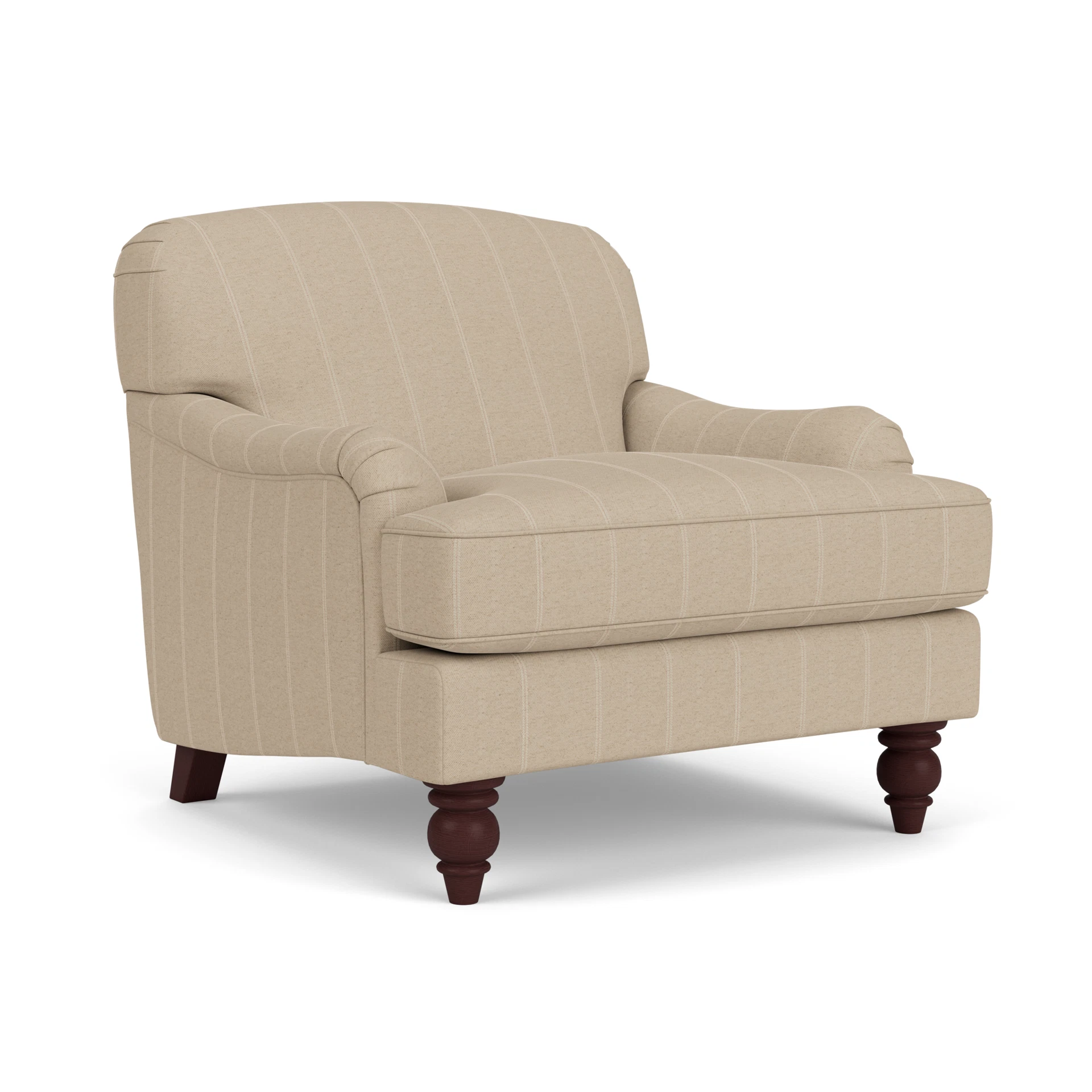 Ashbee Armchair in Compton Stripe - Natural with Light legs
