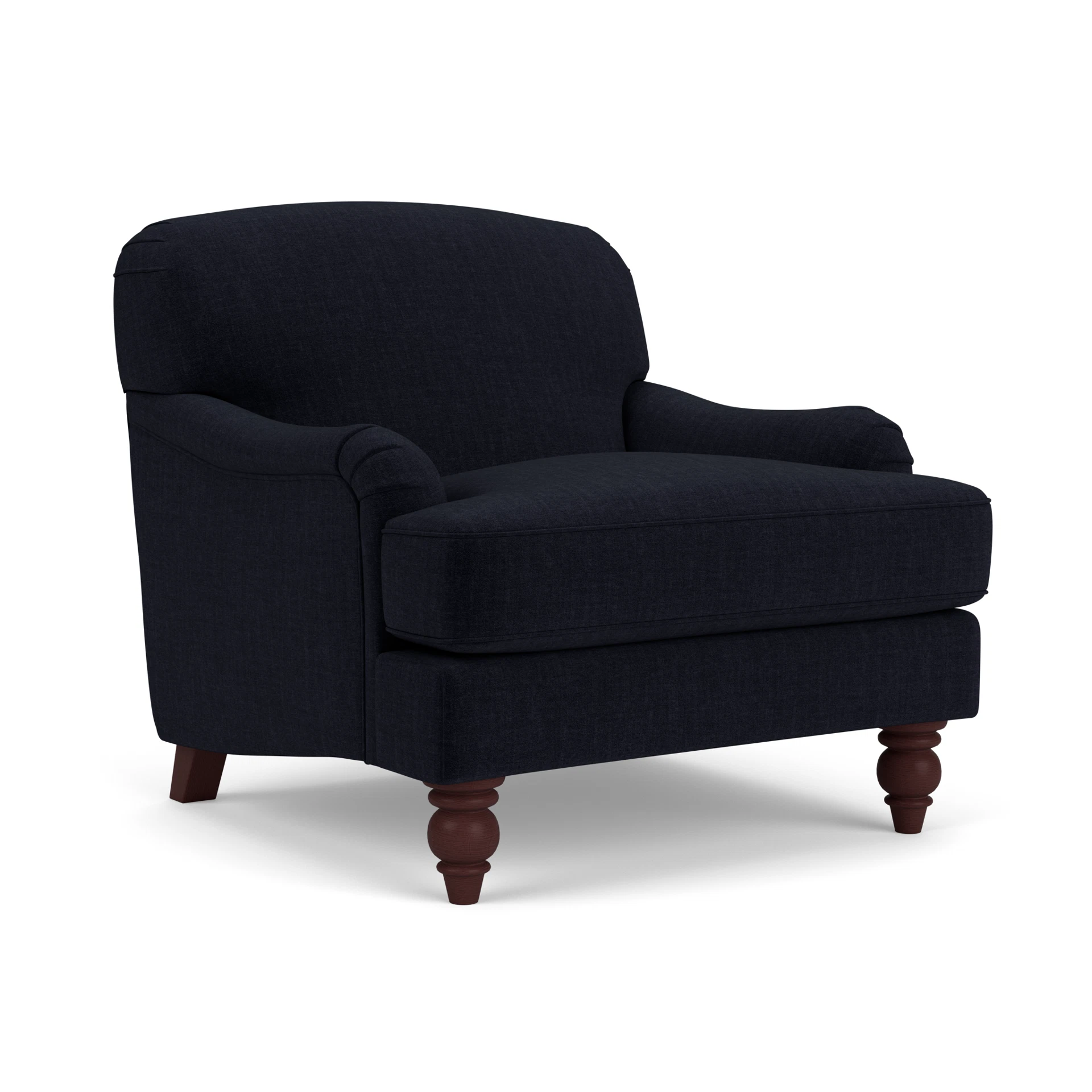 Ashbee Armchair in Eco Chenille - Ink with Light legs