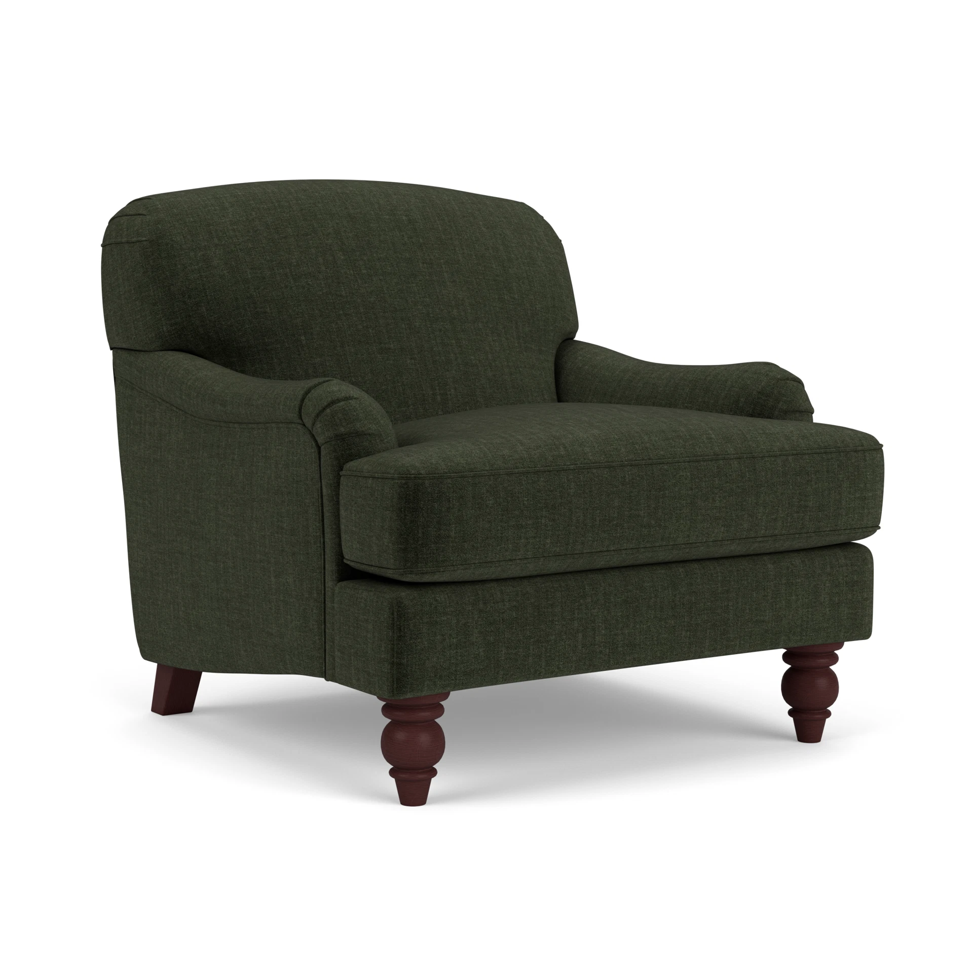 Ashbee Armchair in Eco Chenille - Moss with Light legs