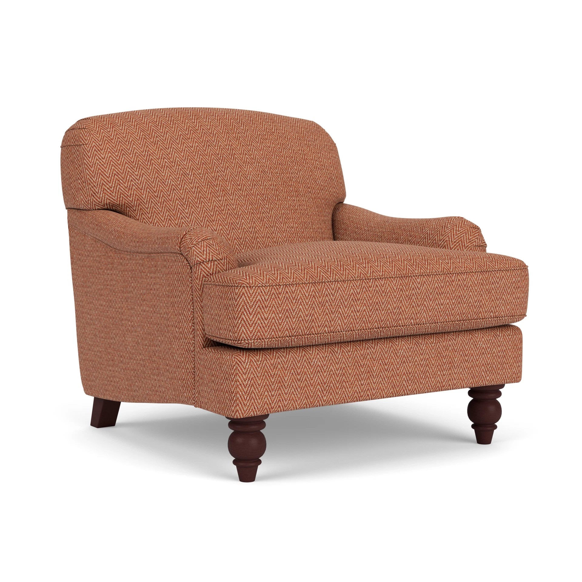 Ashbee Armchair in Herringbone Weave - Brick with Light legs