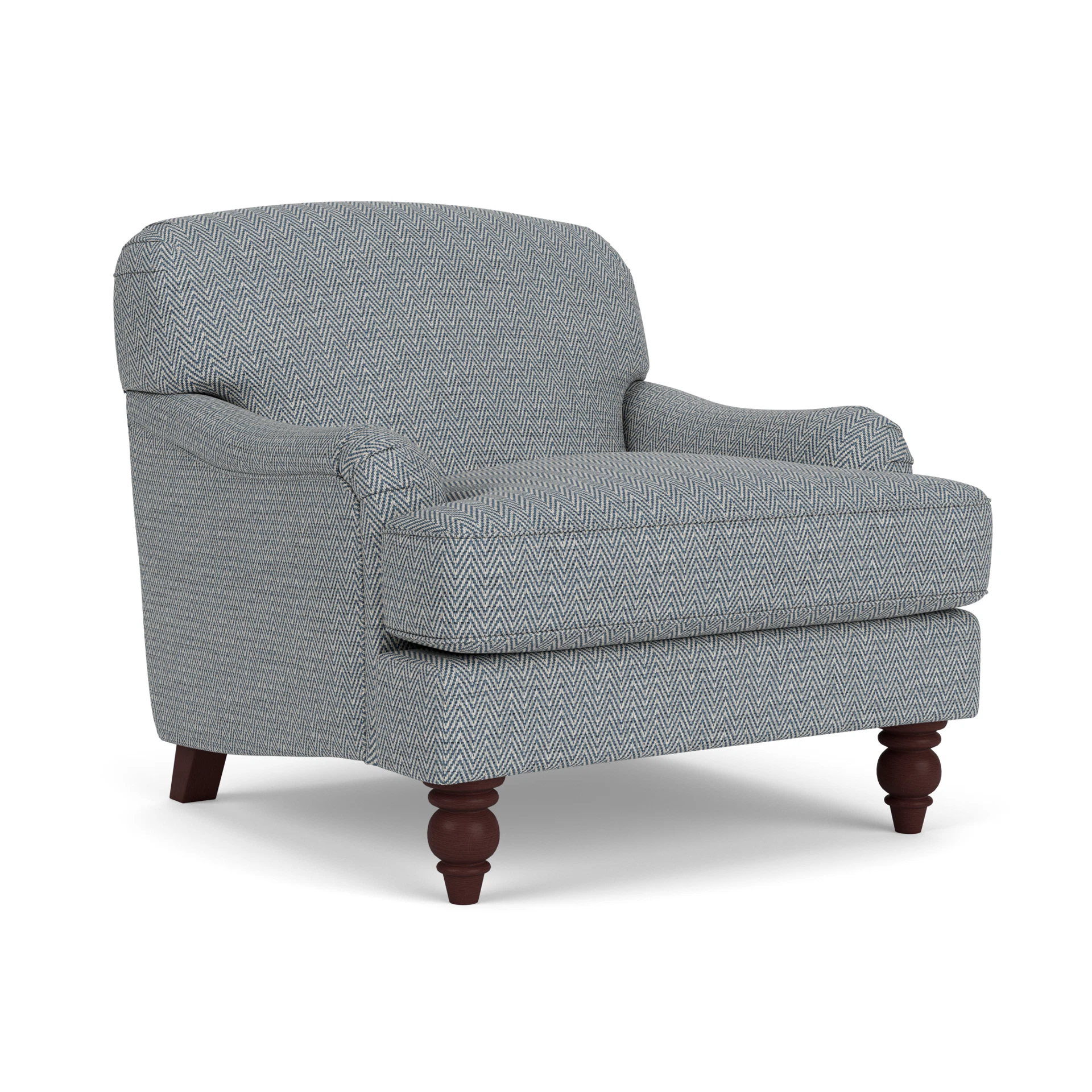 Ashbee Armchair in Herringbone Weave - Navy with Light legs