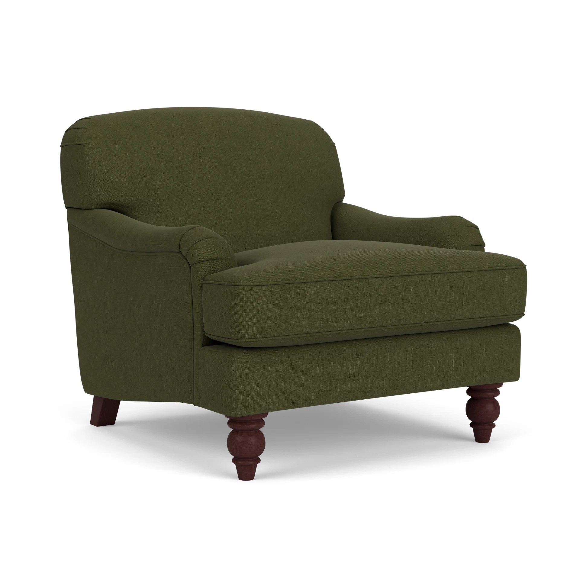 Ashbee Armchair in House Linen Mix - Forest Green with Light legs