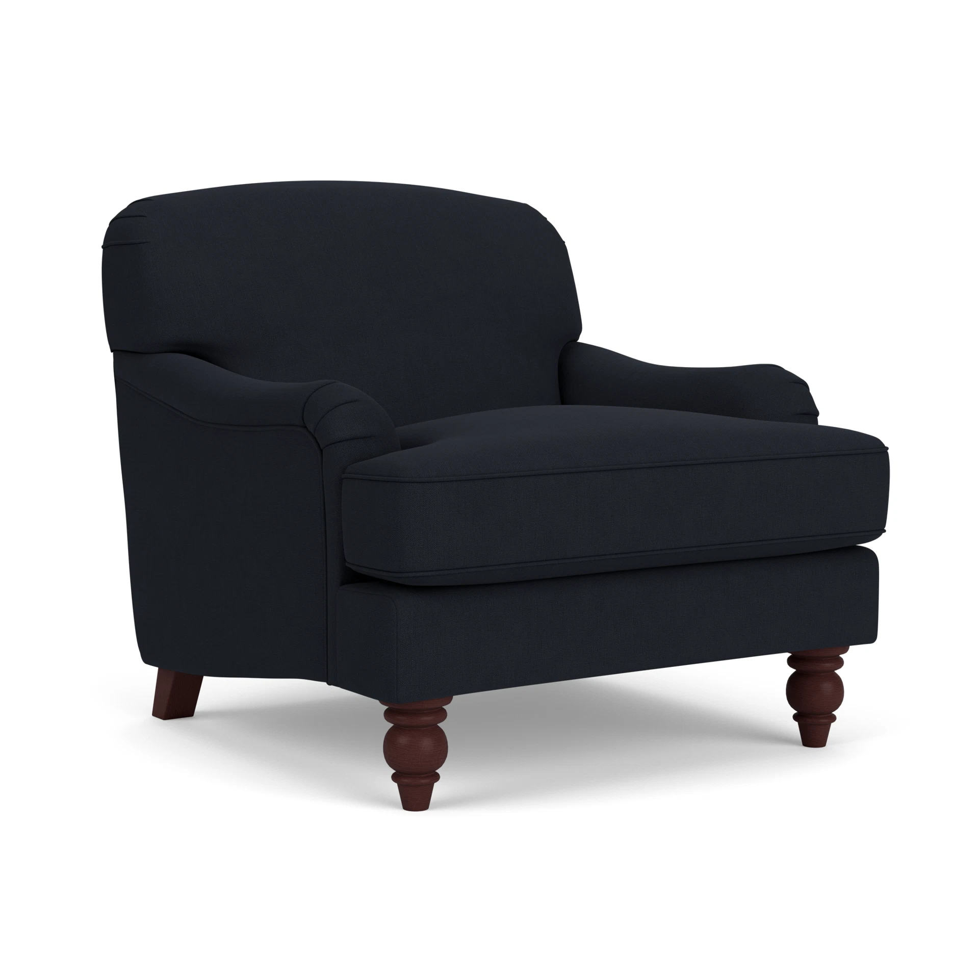 Ashbee Armchair in House Linen Mix - Ink with Light legs