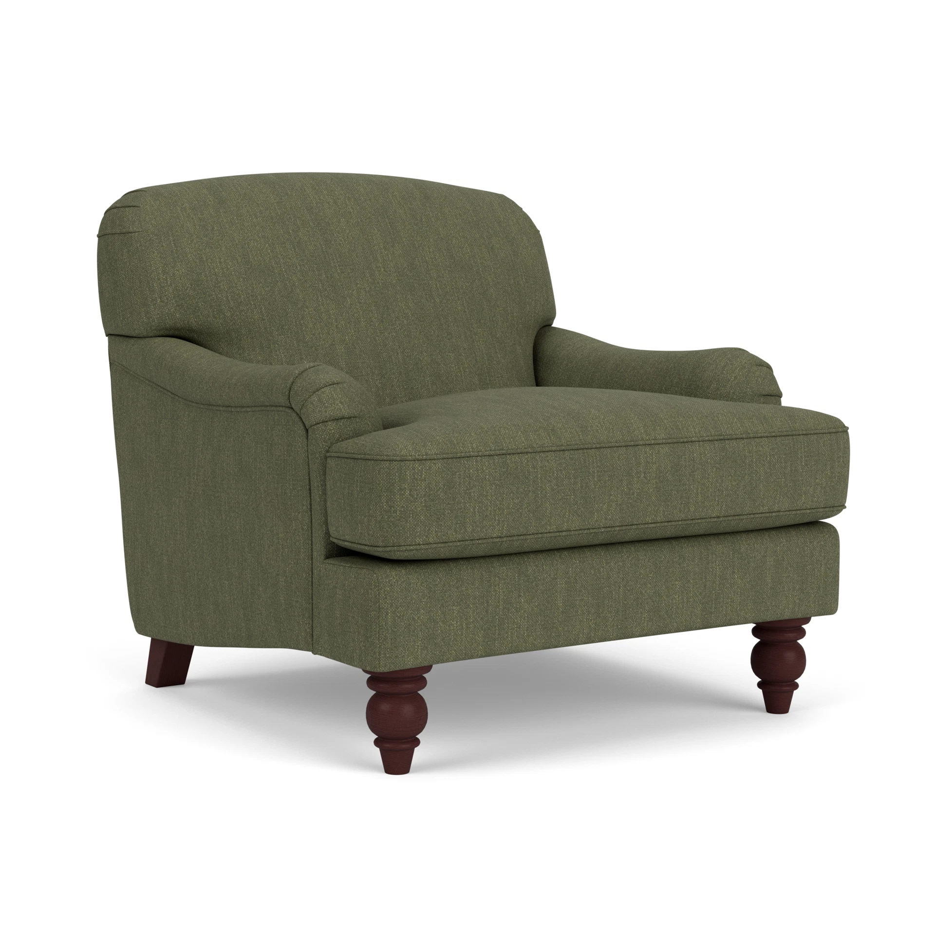Ashbee Armchair in Luxury Italian Linen - Fern with Light legs