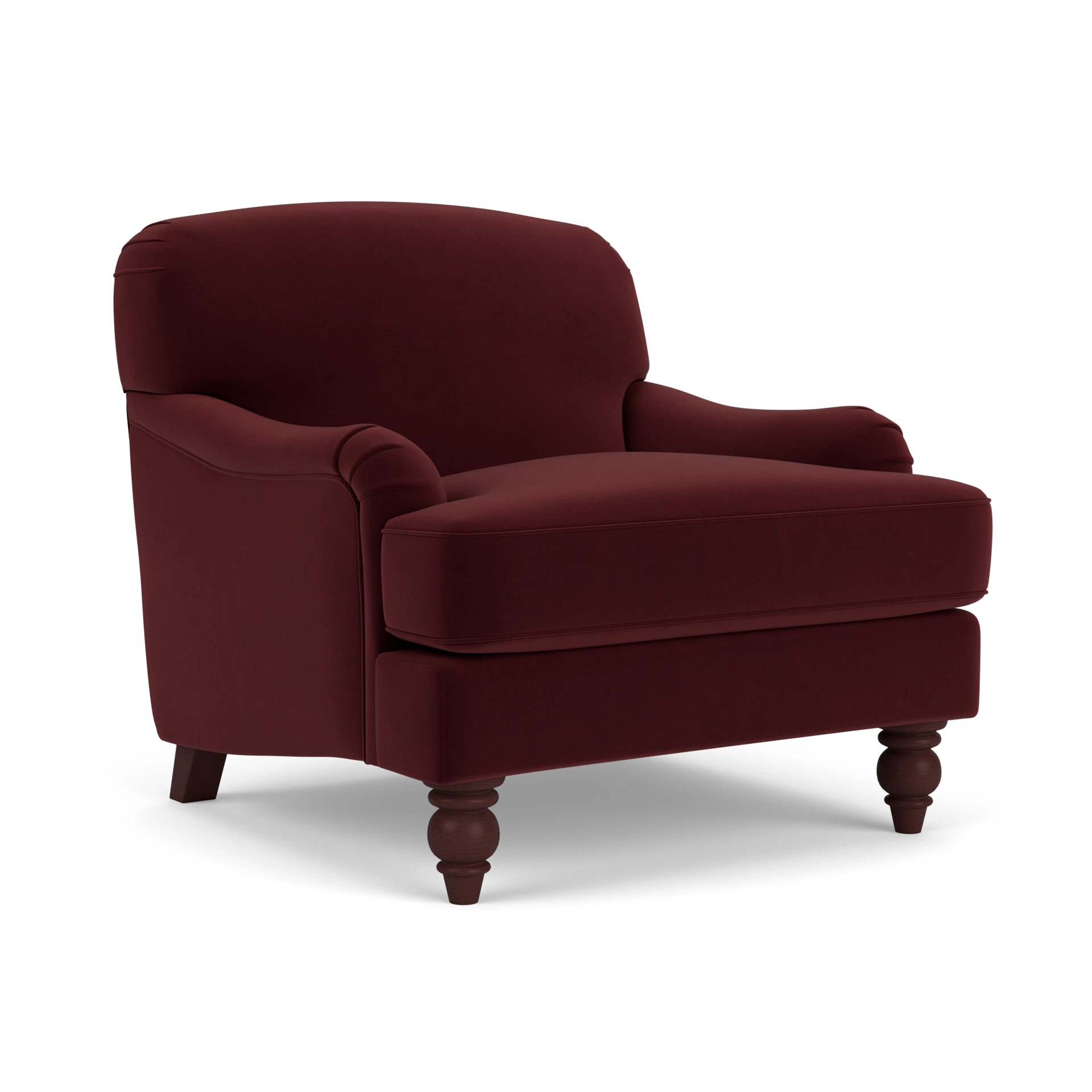 Ashbee Armchair in Matt Velvet - Dark Rosehip with Light legs