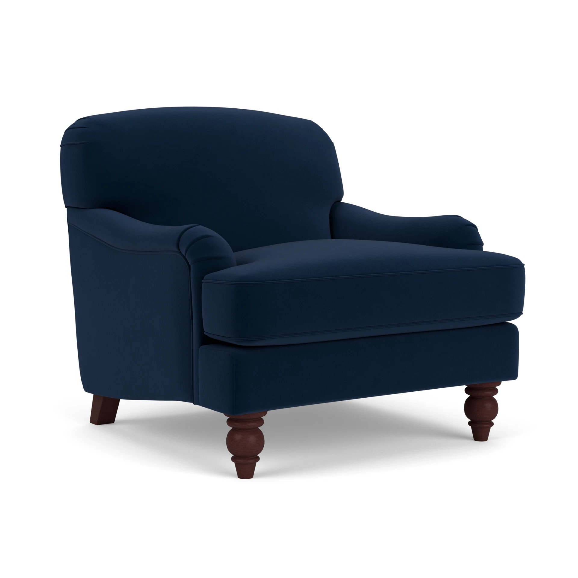 Ashbee Armchair in Matt Velvet - Deep Blue with Light legs
