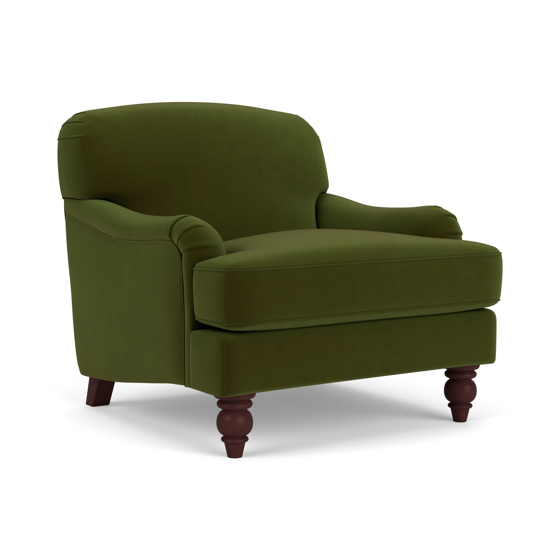 Ashbee Armchair in Matt Velvet - Forest Green with Light legs