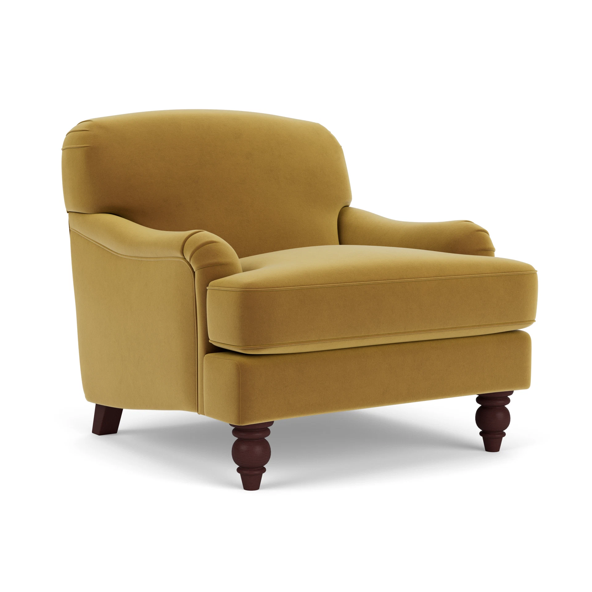 Ashbee Armchair in Matt Velvet - Mustard with Light legs