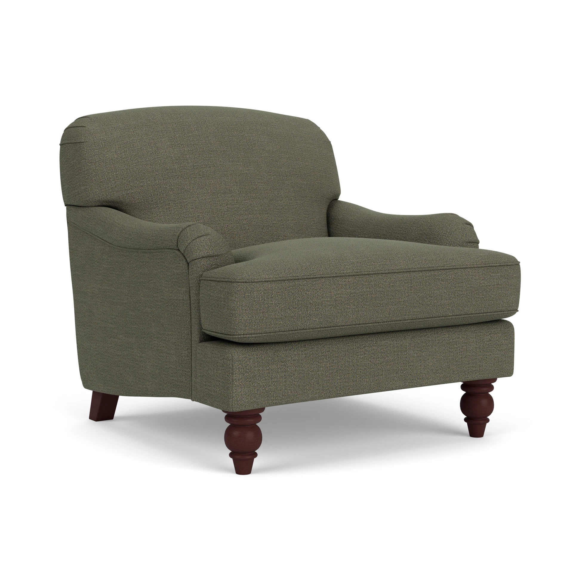 Ashbee Armchair in Rustic Weave - Deep Forest with Light legs