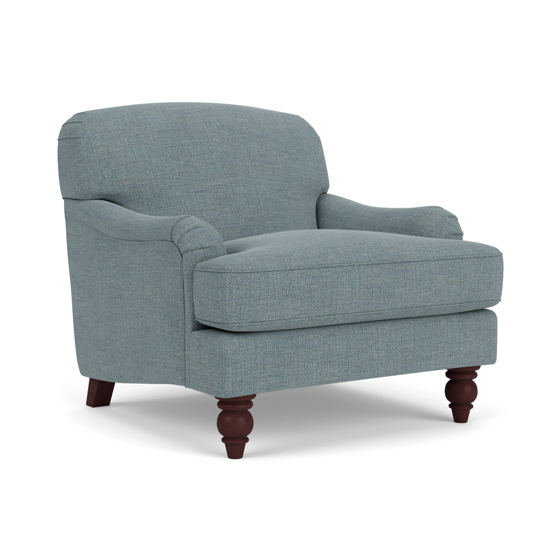 Ashbee Armchair in Rustic Weave - Teal Marl with Light legs