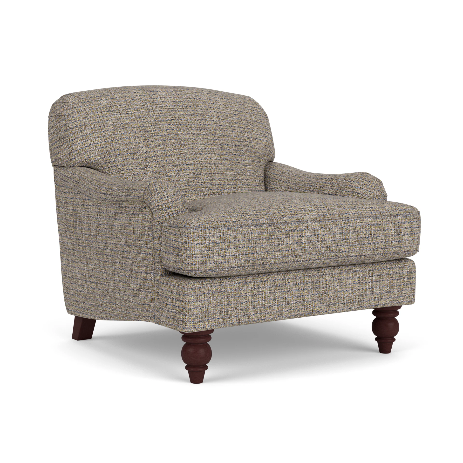 Ashbee Armchair in Textured Weave - Shoreline Mix with Light legs