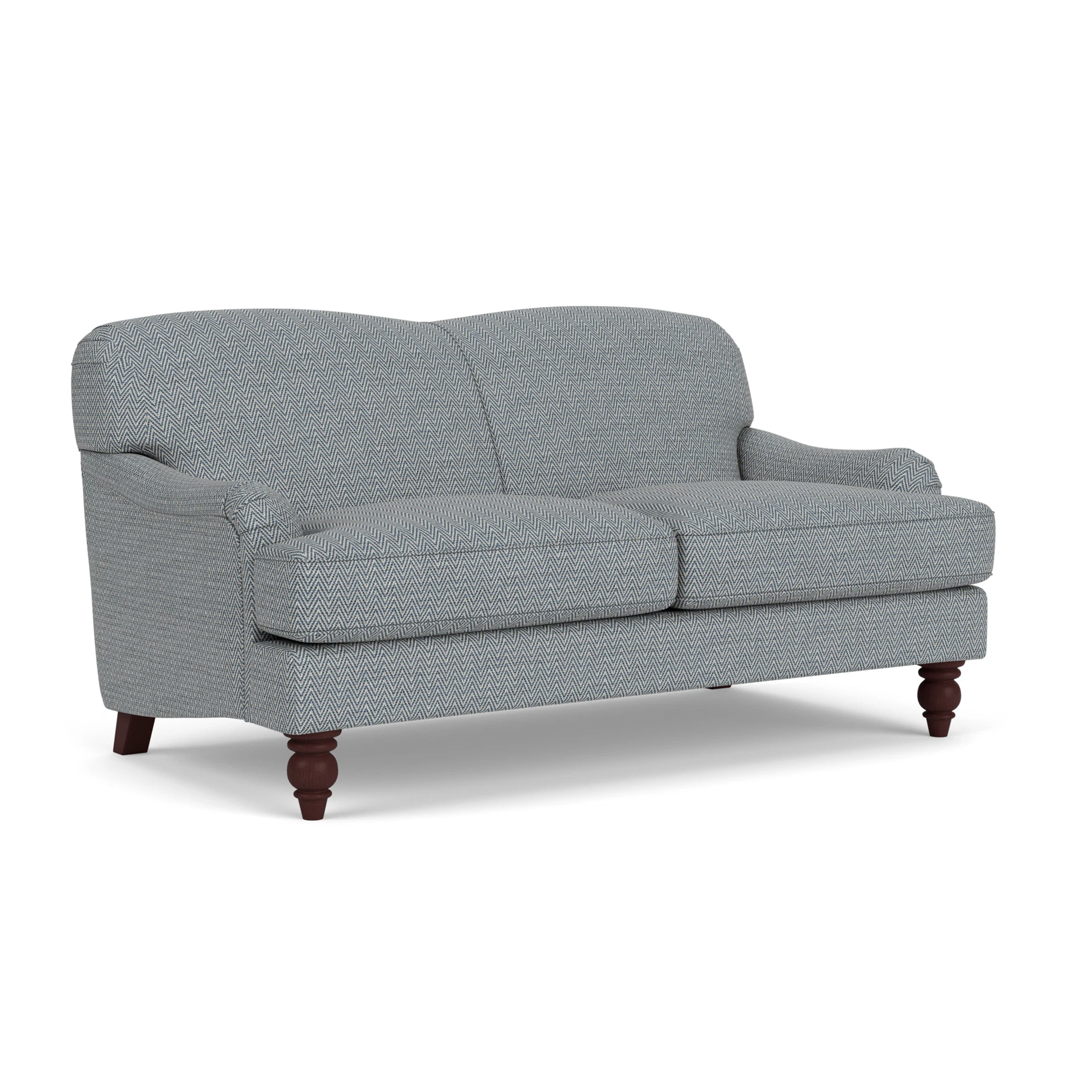 Ashbee Large 2 Seater Sofa in Herringbone Weave - Navy with Light legs
