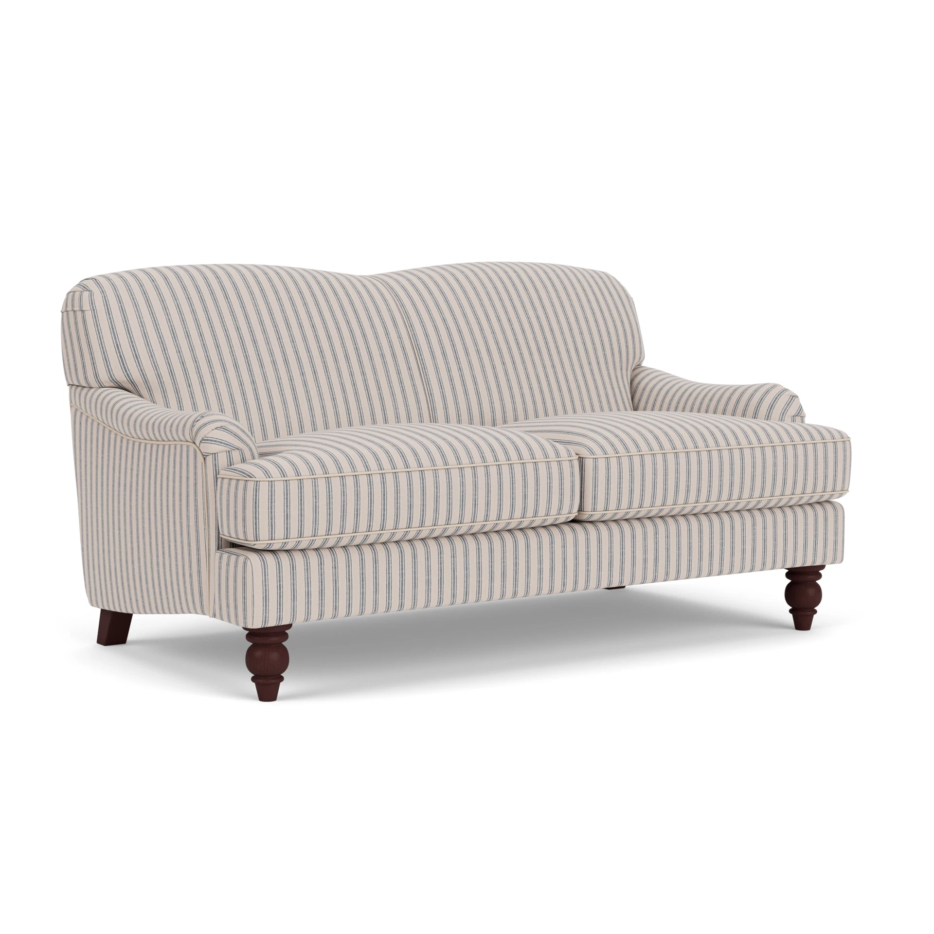 Ashbee Large 2 Seater Sofa in Kingham Stripe - Indigo with Light legs