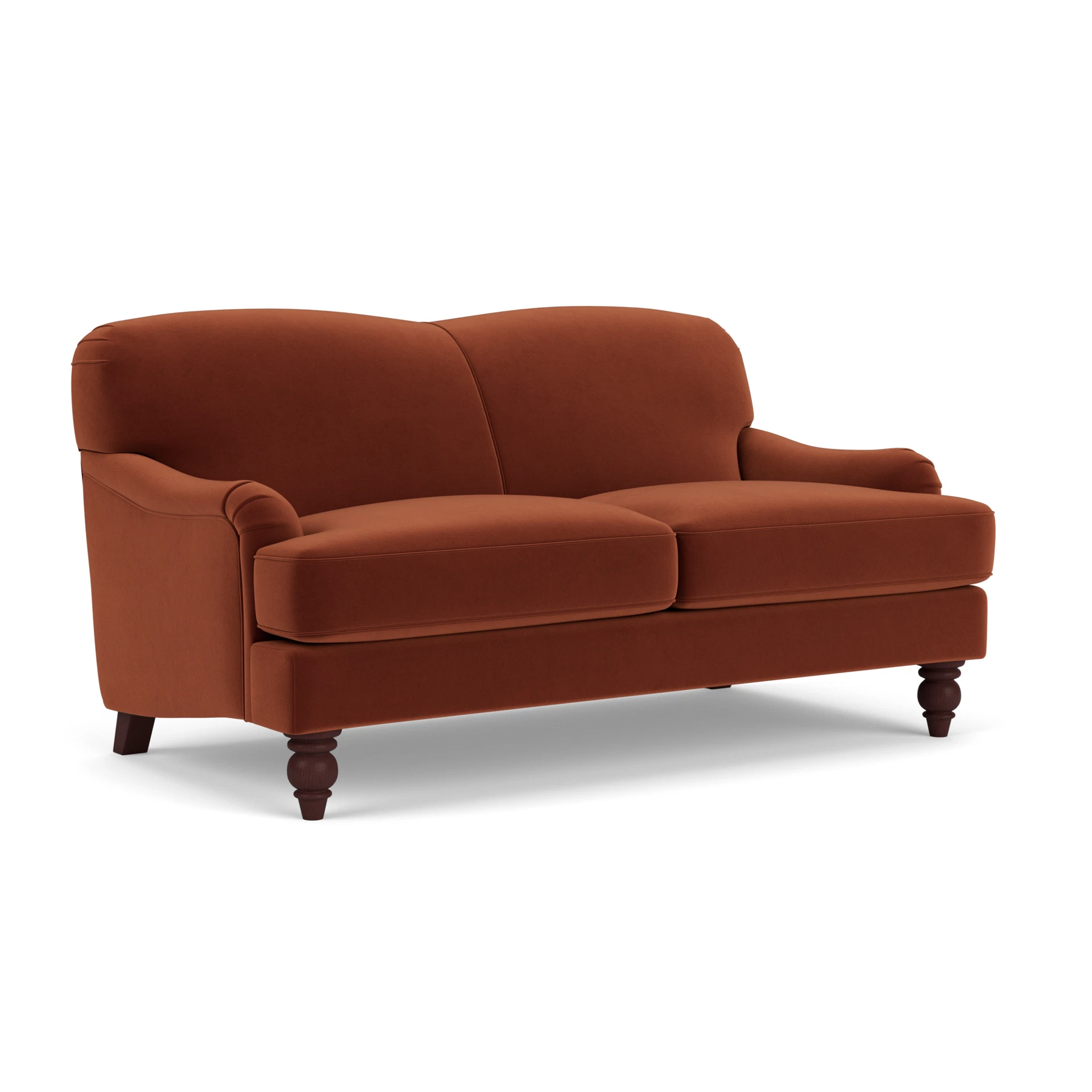 Ashbee Large 2 Seater Sofa in Matt Velvet - Brick with Light legs