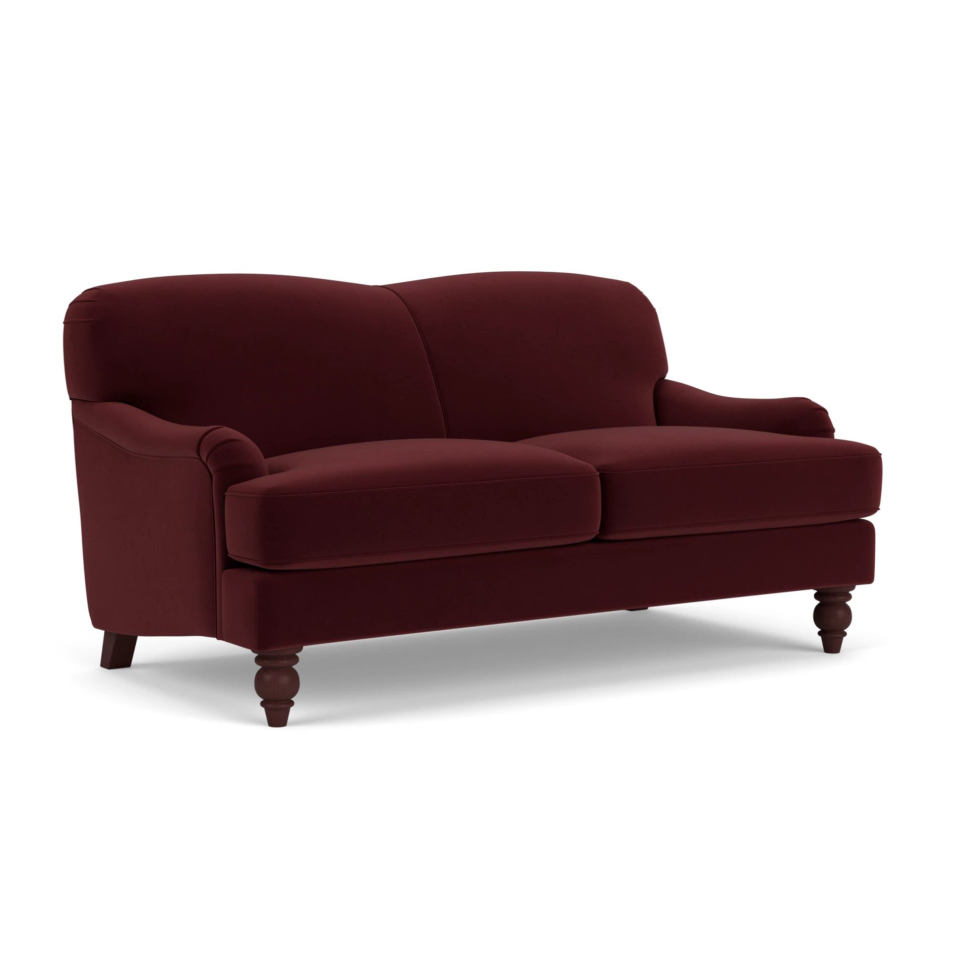 Ashbee Large 2 Seater Sofa in Matt Velvet - Dark Rosehip with Light legs