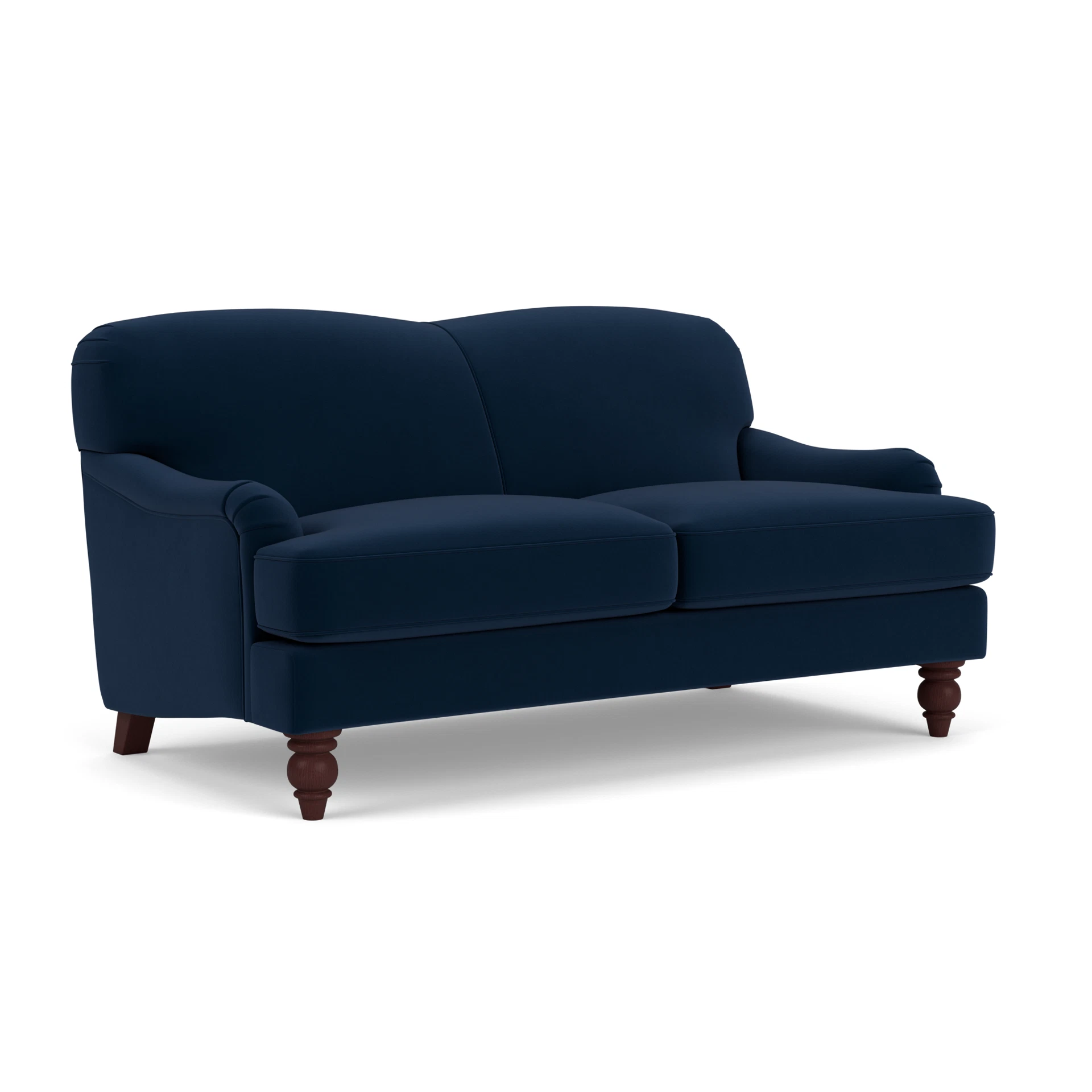 Ashbee Large 2 Seater Sofa in Matt Velvet - Deep Blue with Light legs