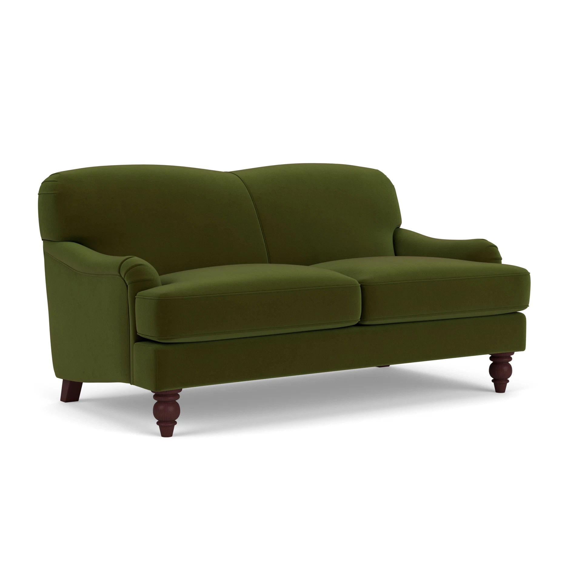 Ashbee Large 2 Seater Sofa in Matt Velvet - Forest Green with Light legs